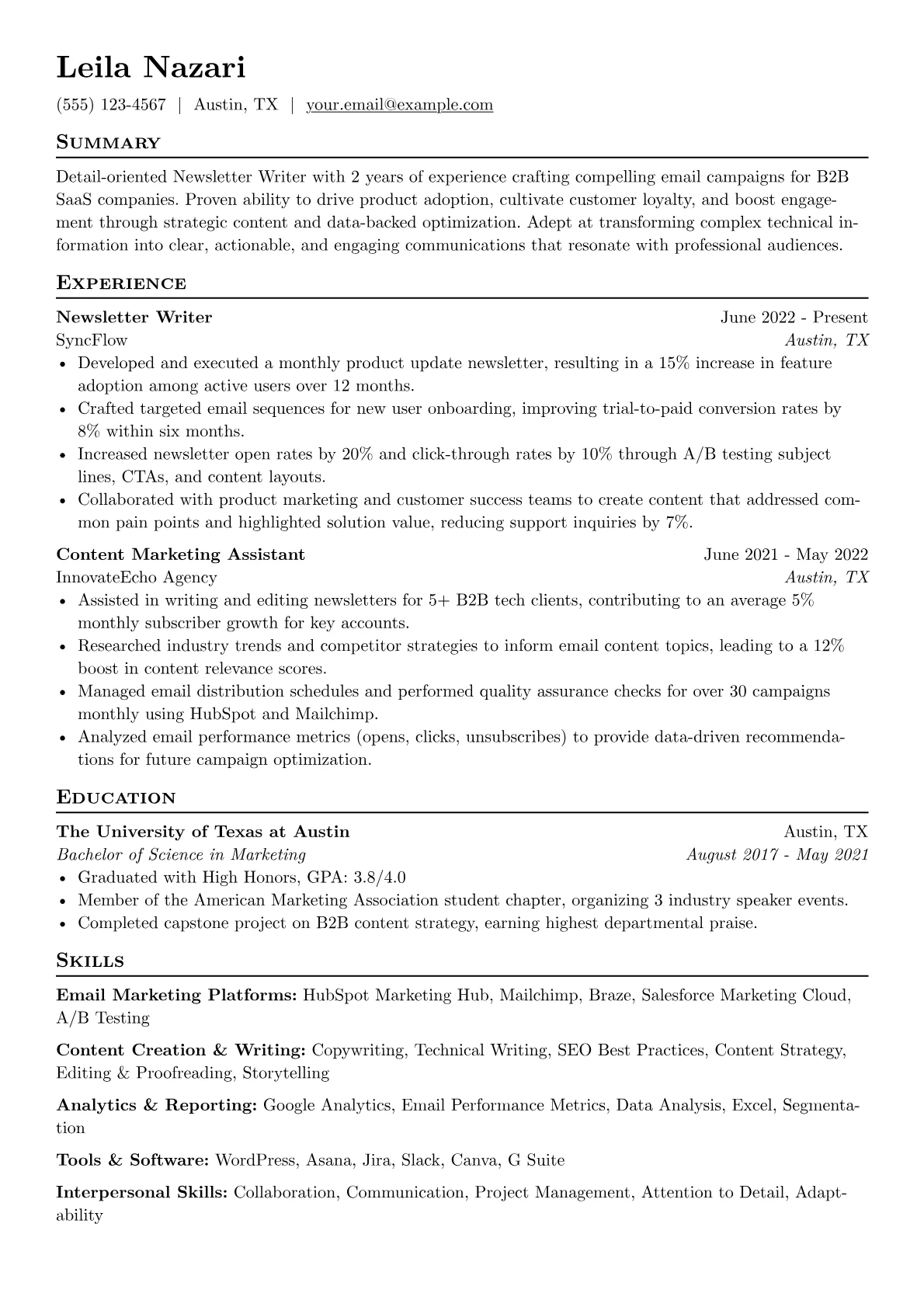 B2B SaaS Newsletter Writer version - Page 1
