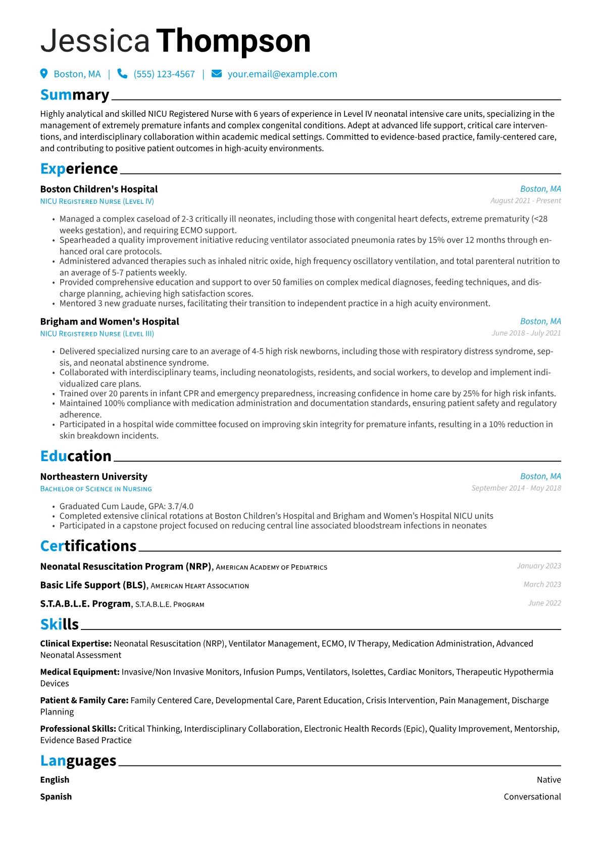 Level IV NICU Specialist version - Page 1