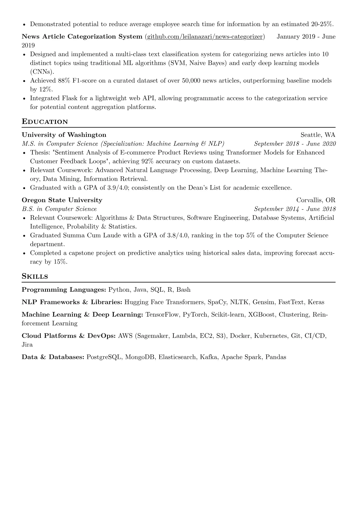 NLP Developer resume example, NLP Developer, page 2