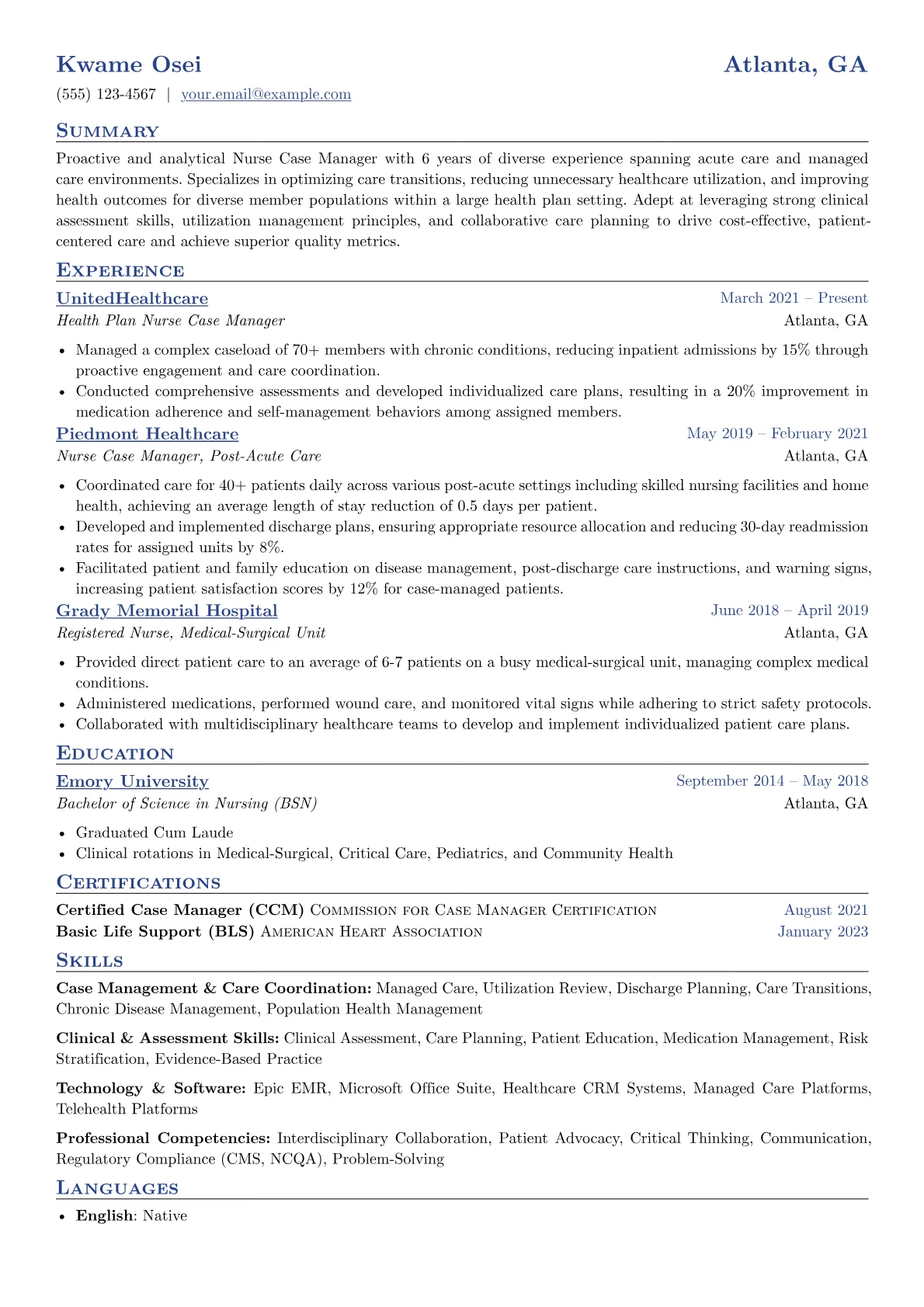 Managed Care Case Manager version - Page 1