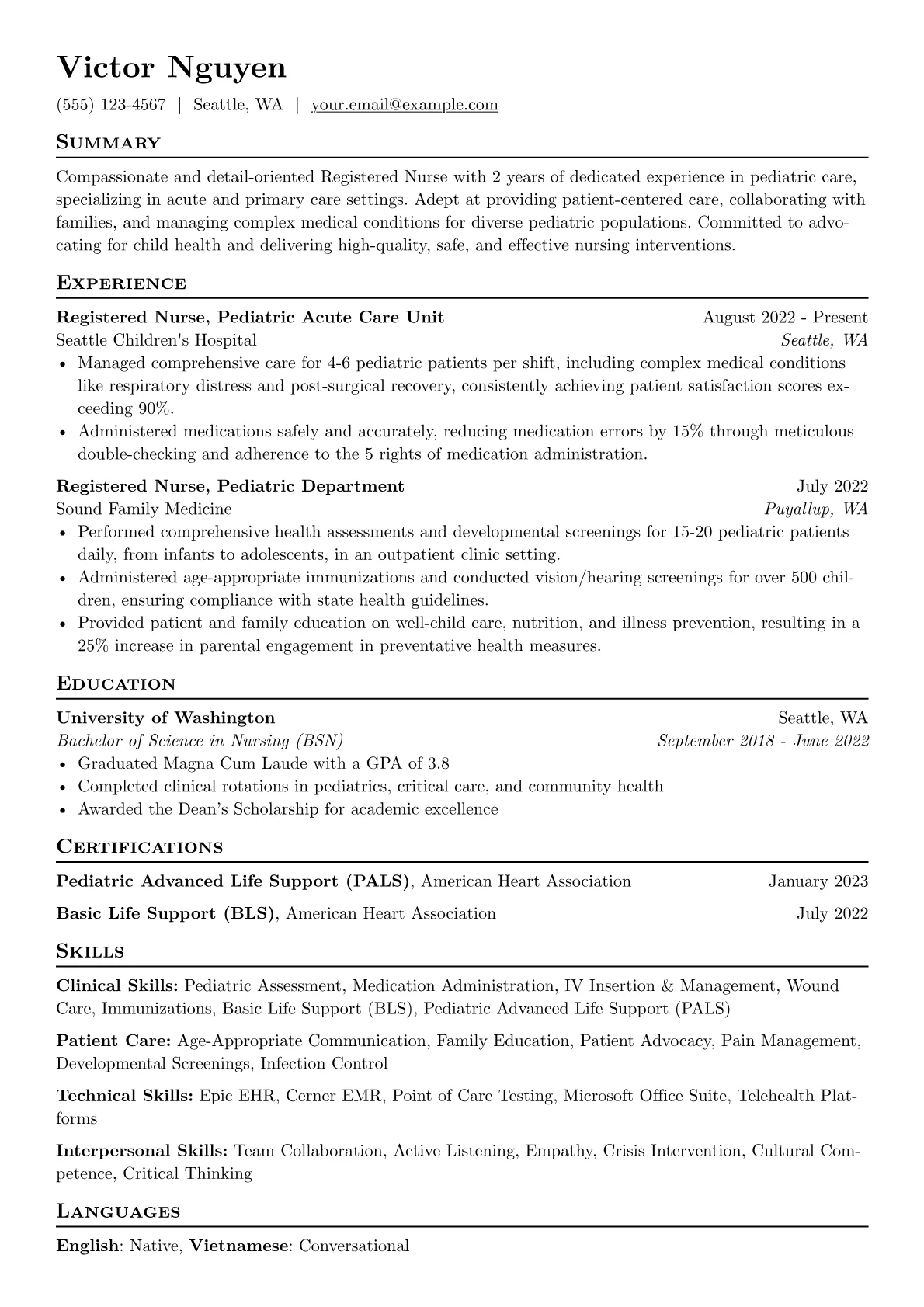 Pediatric Nurse version - Page 1