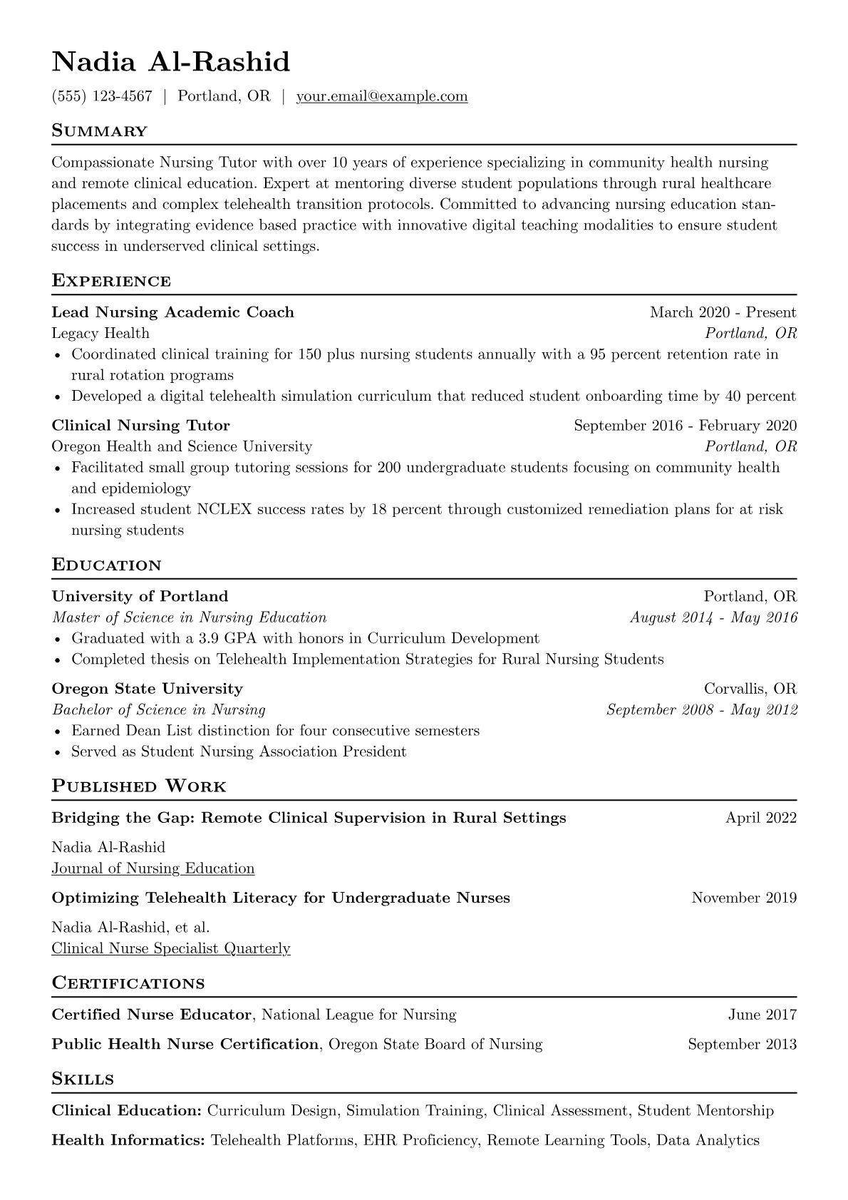 Nursing Tutor Resume Examples + Free Template (2026)