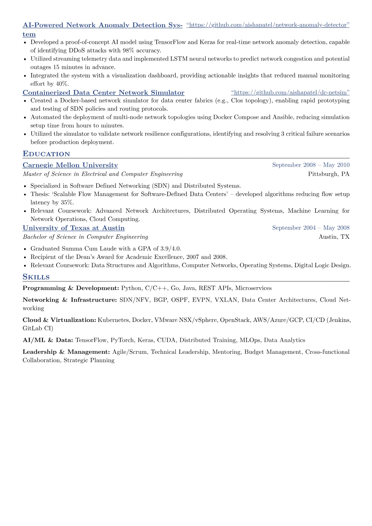 NVIDIA Director of Engineering resume example, NVIDIA Director, page 2