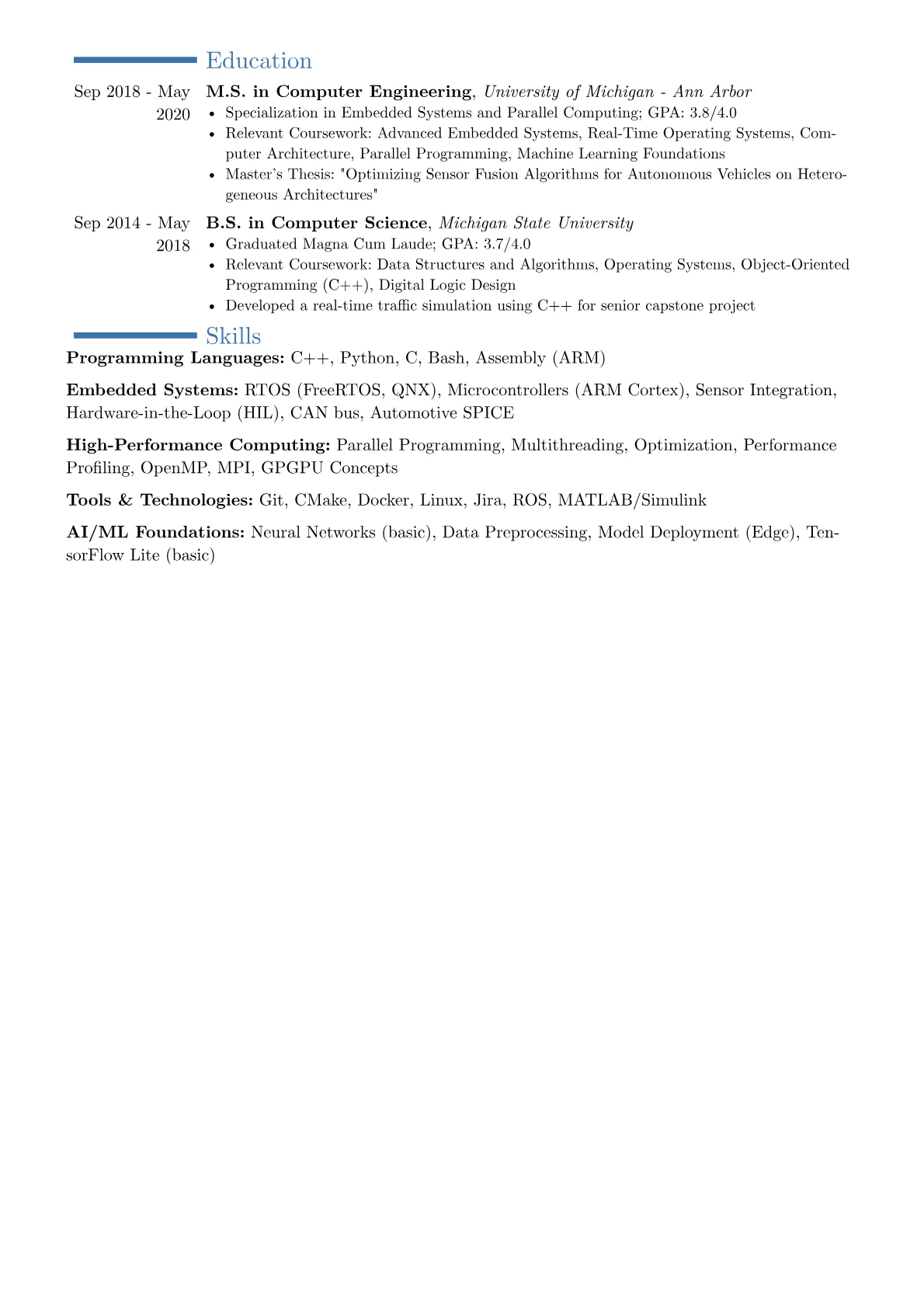 Nvidia resume example, Career changer, page 2