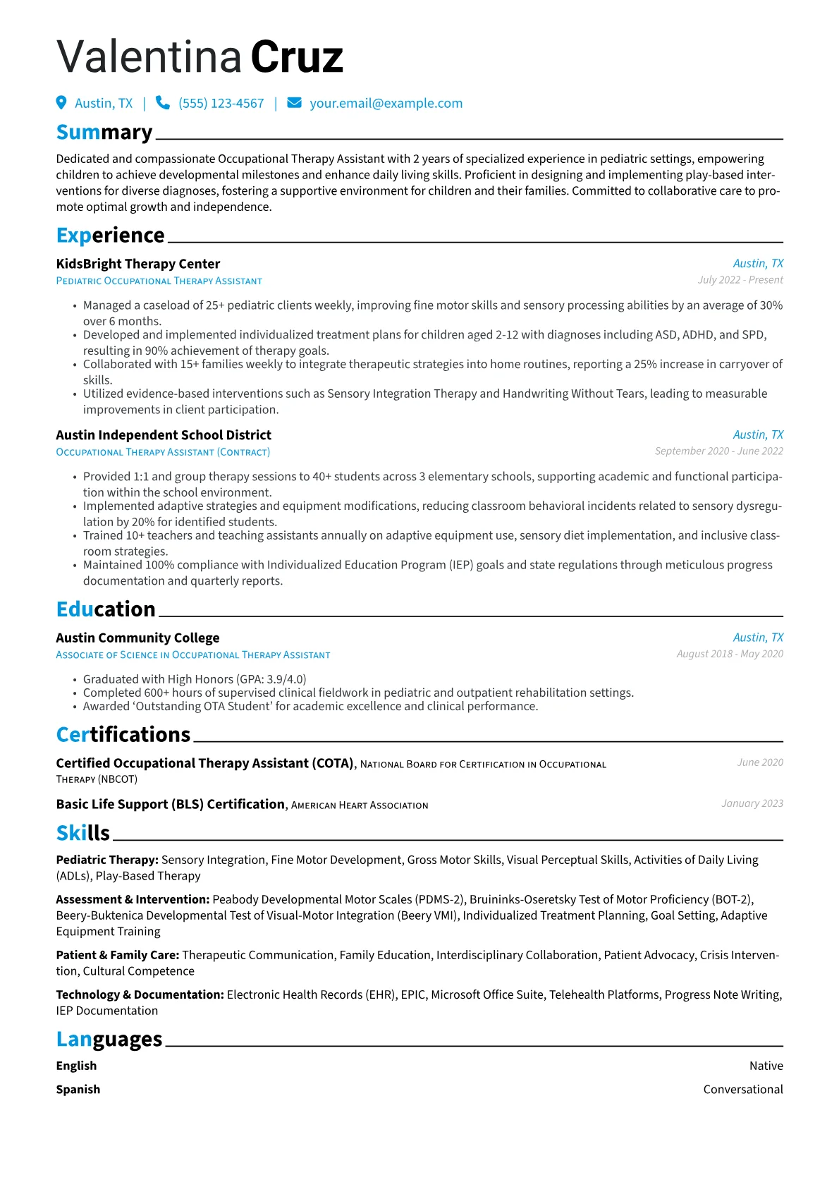 Pediatric Occupational version - Page 1