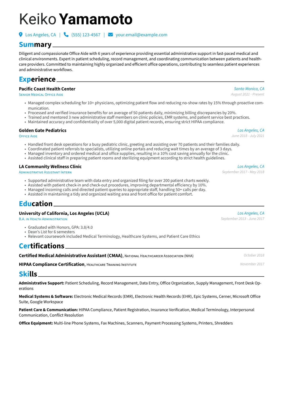 Medical Office Aide version - Page 1