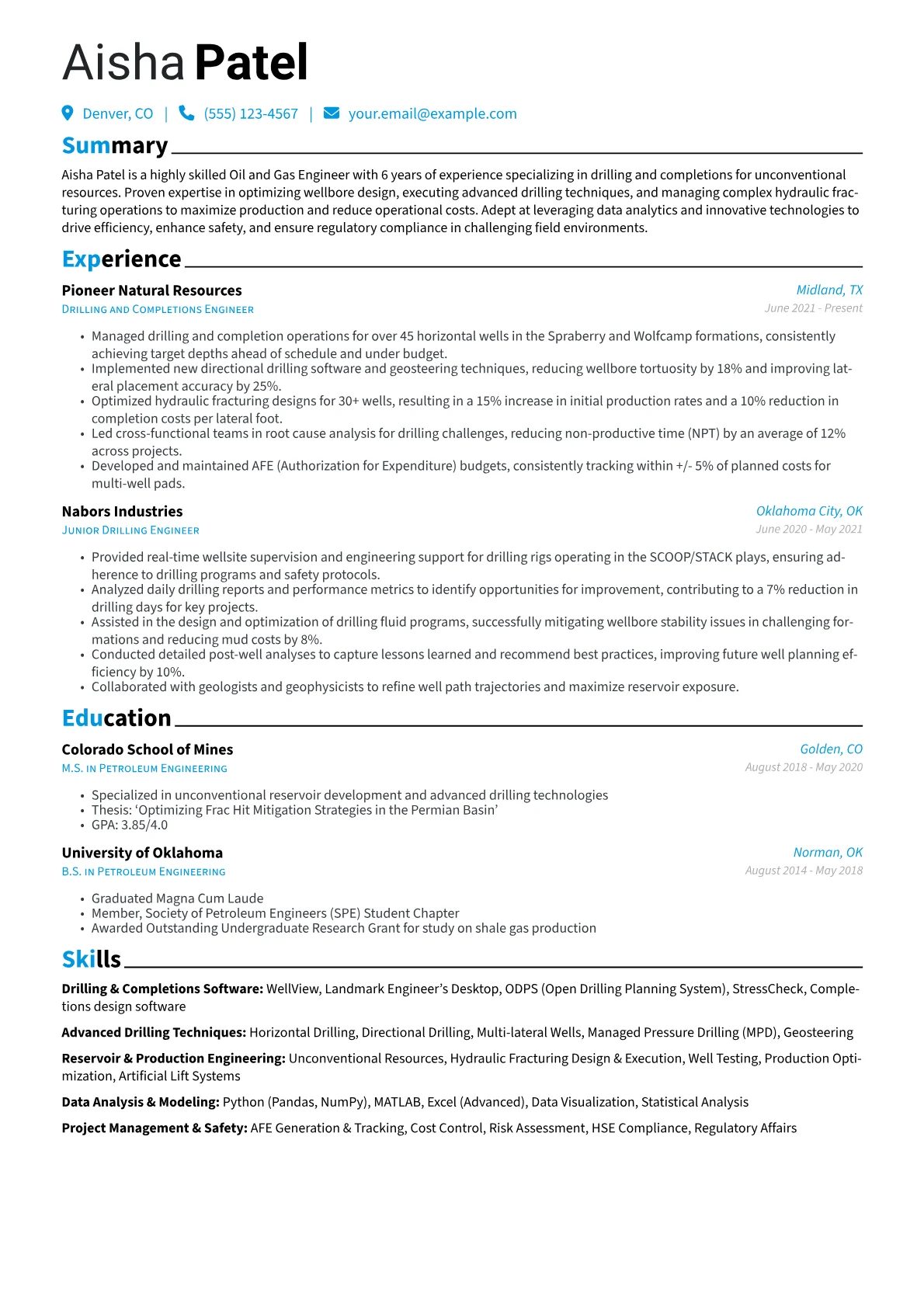 Oil and Gas Engineer version - Page 1