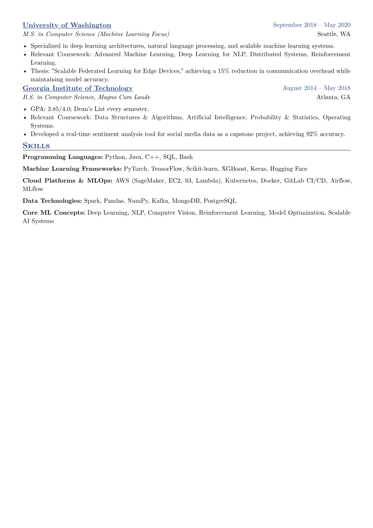 OpenAI resume example, Senior Machine Learning, page 2