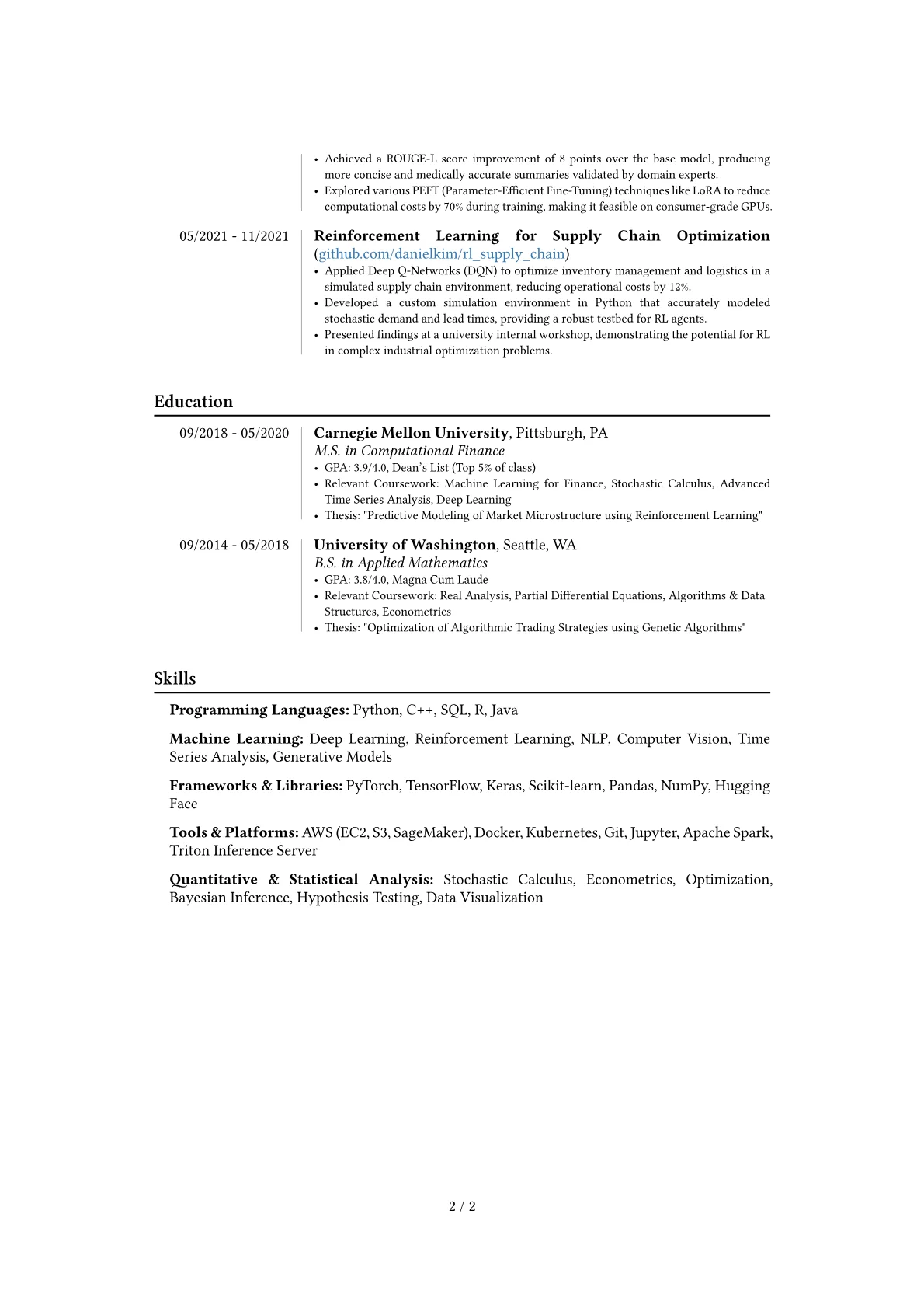 OpenAI resume example, Career changer, page 2