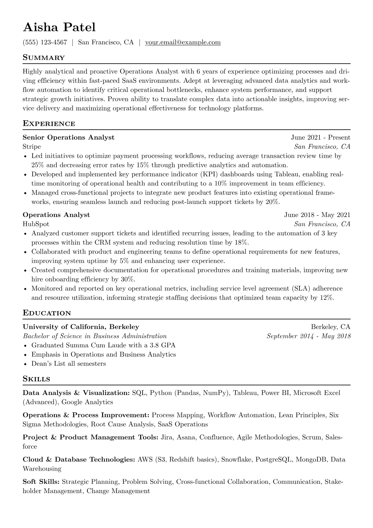 Operations Analyst version - Page 1