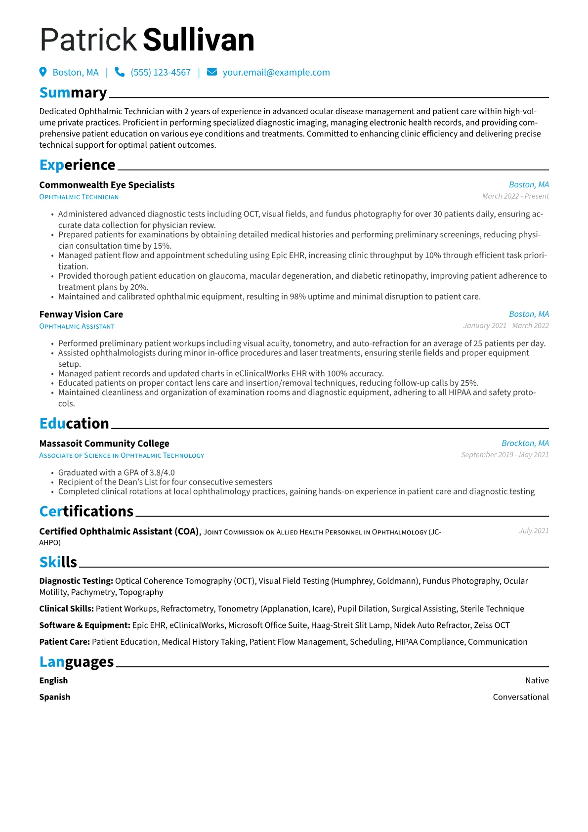 Ophthalmic Technician version - Page 1