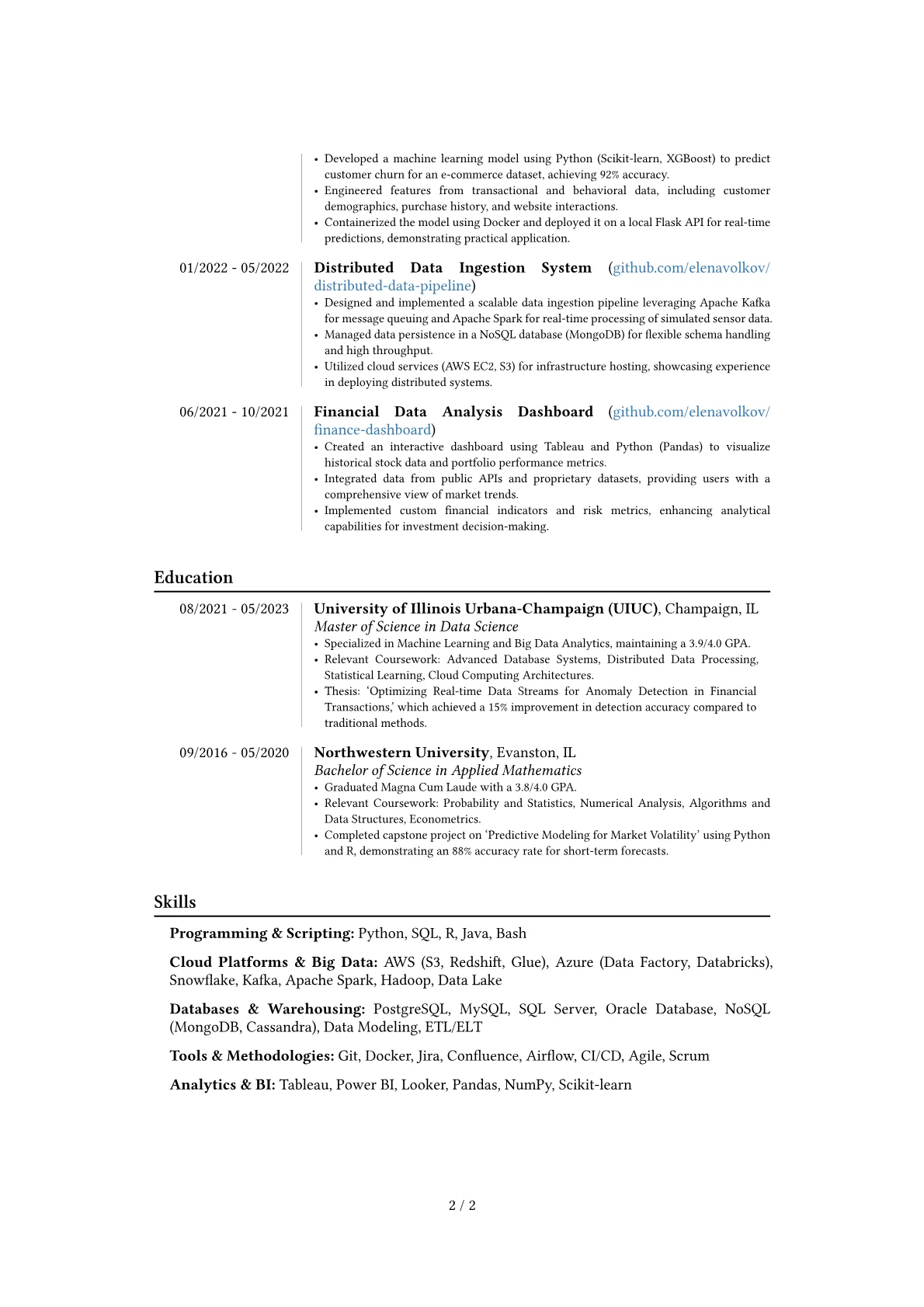 Oracle resume example, Career changer, page 2