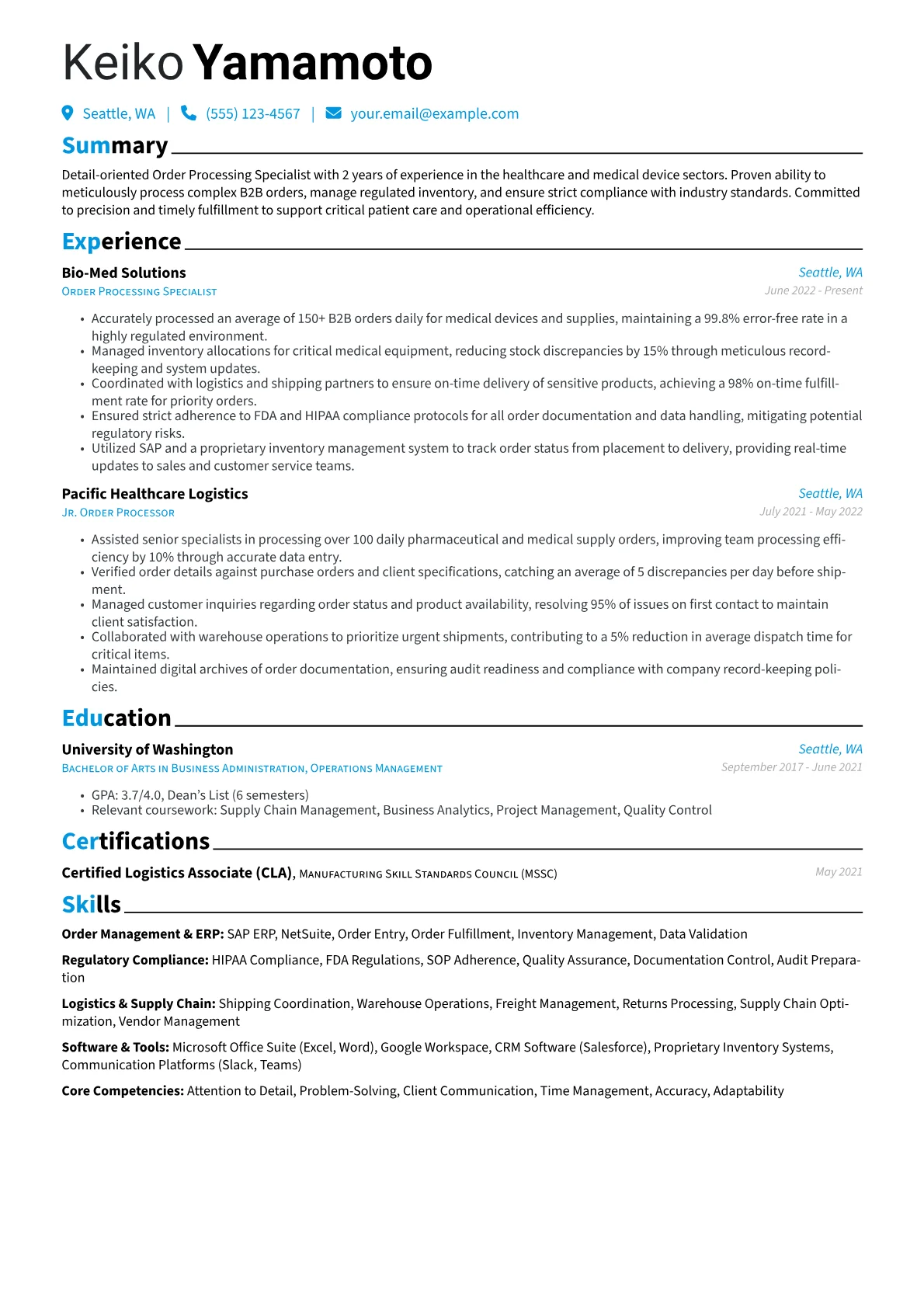 Healthcare Order version - Page 1