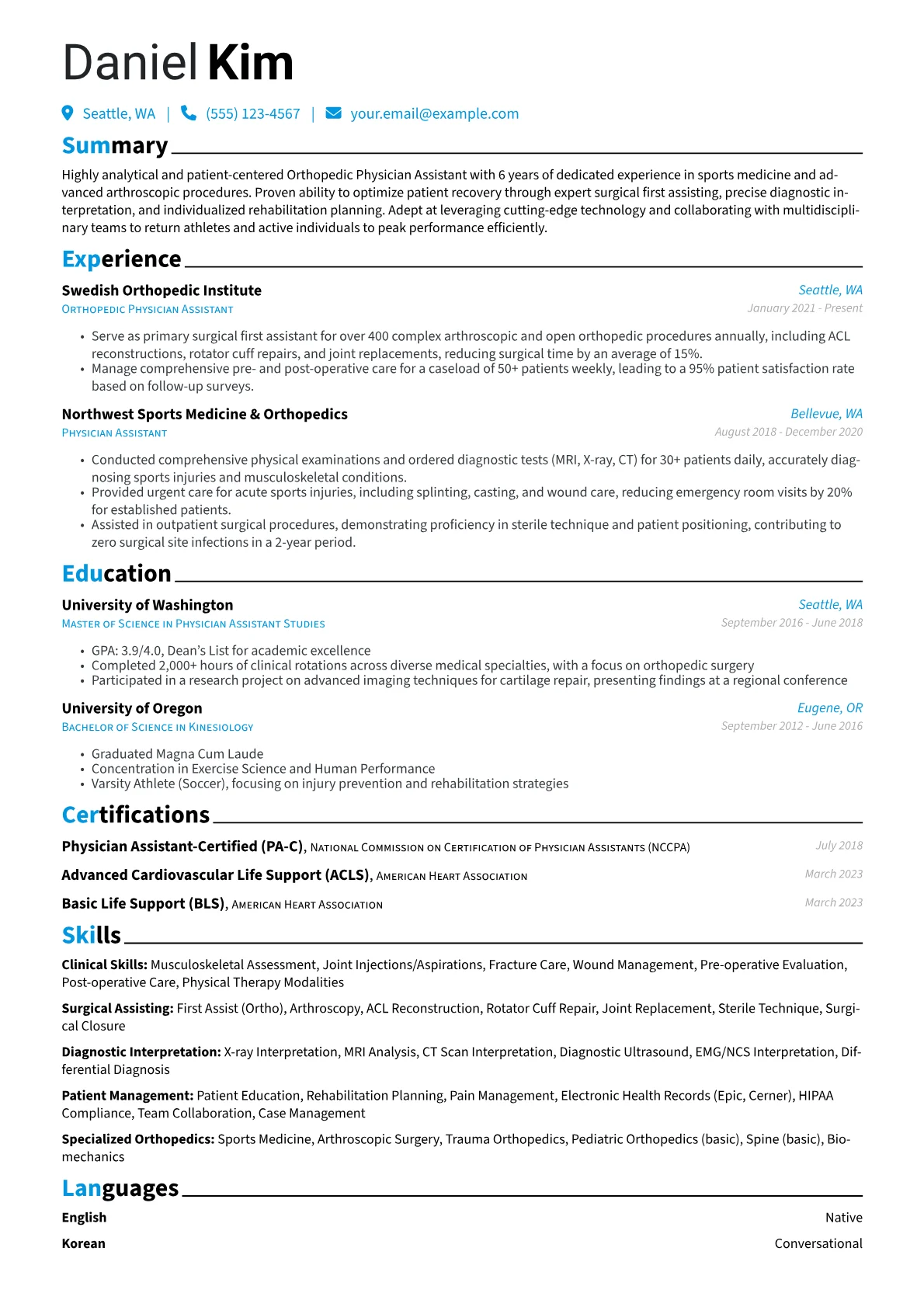 Orthopedic PA - Sports version - Page 1