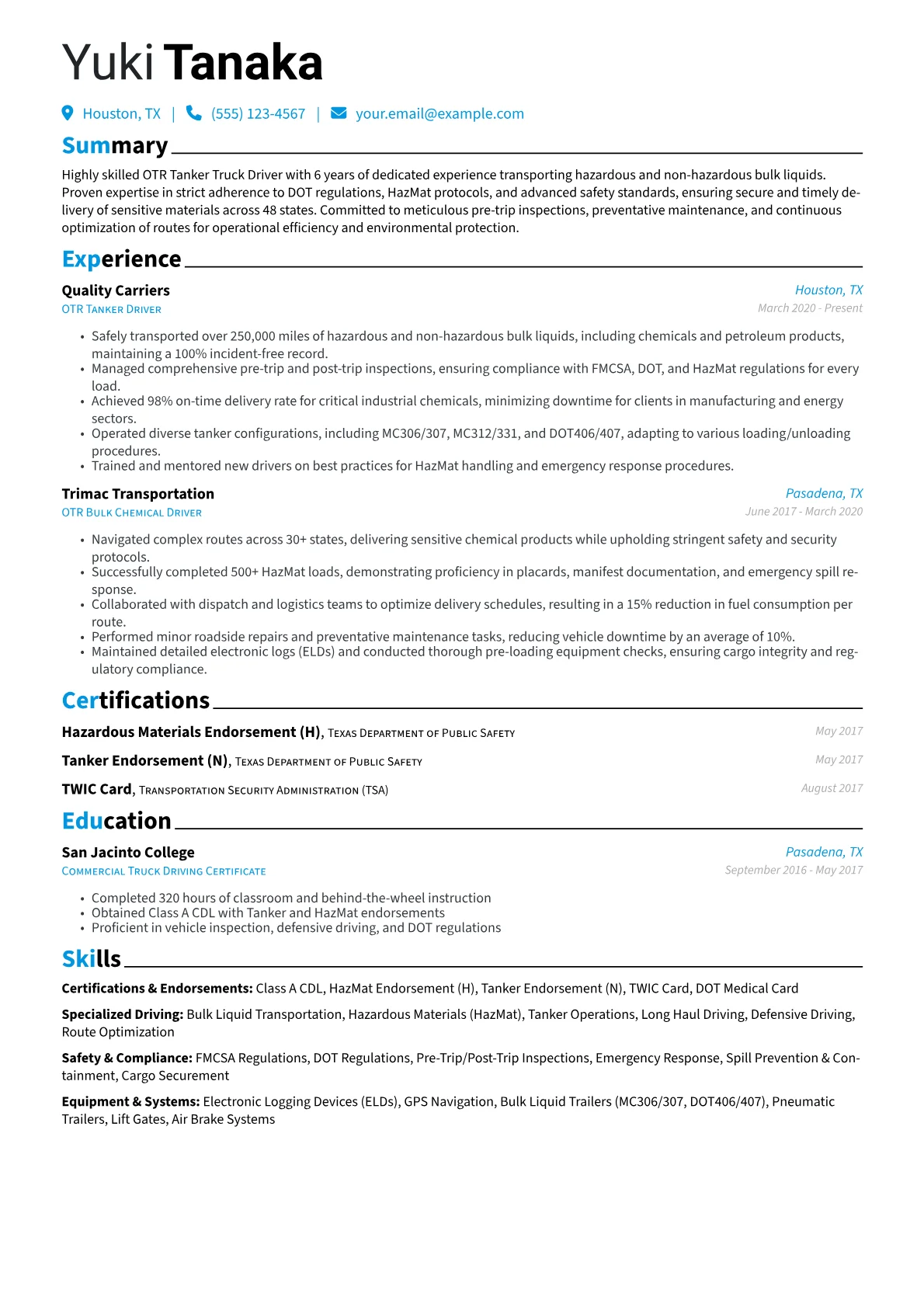 OTR Tanker/HazMat Driver version - Page 1