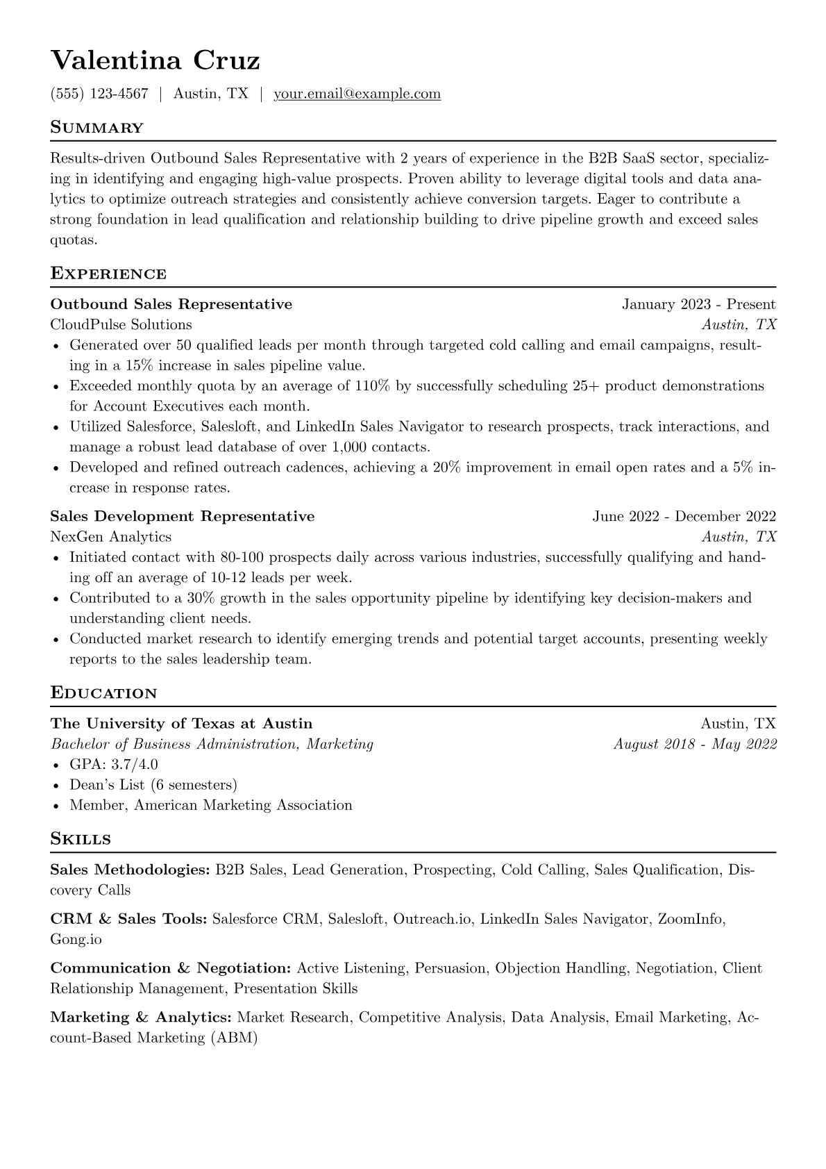 Outbound Sales version - Page 1