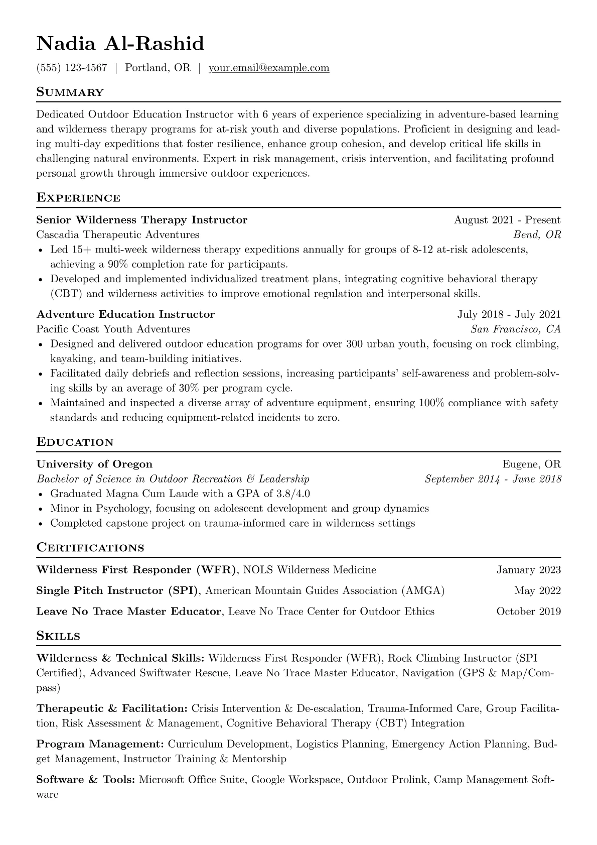 Outdoor Education version - Page 1