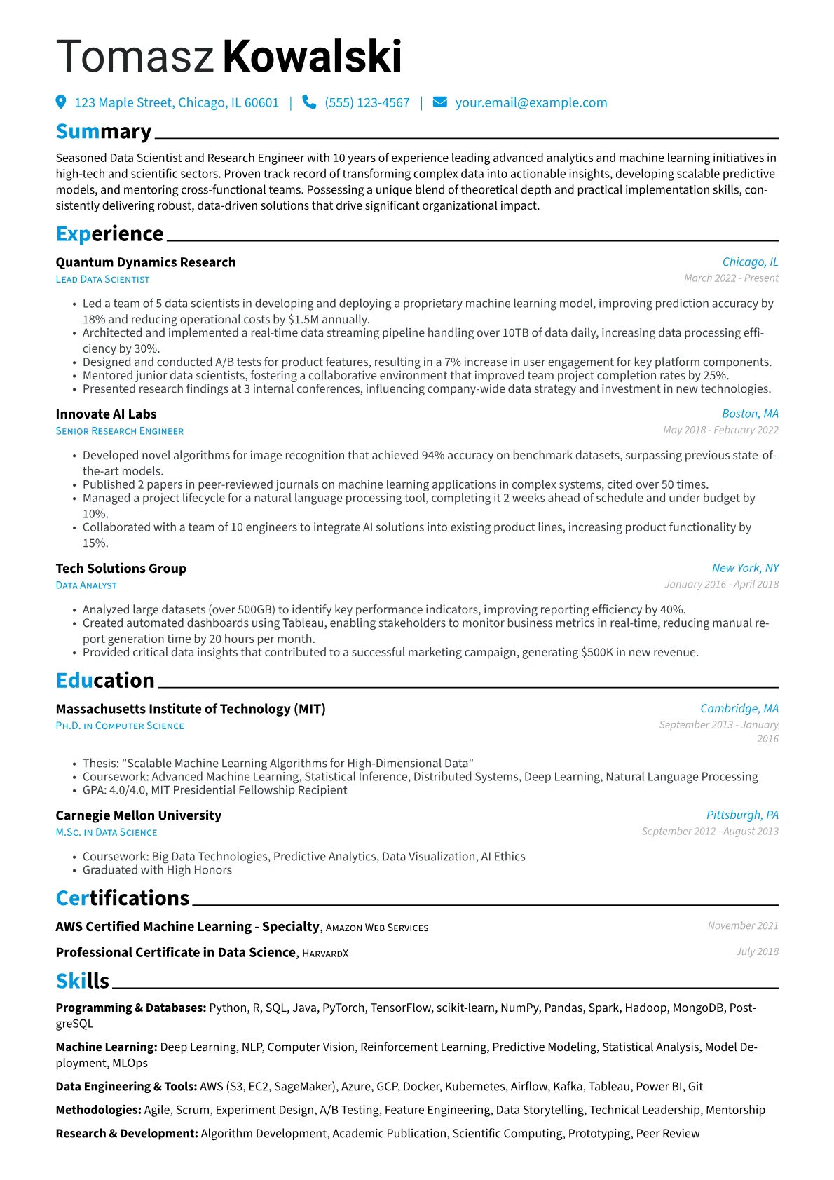 Overqualified resume example, Overqualified, page 1