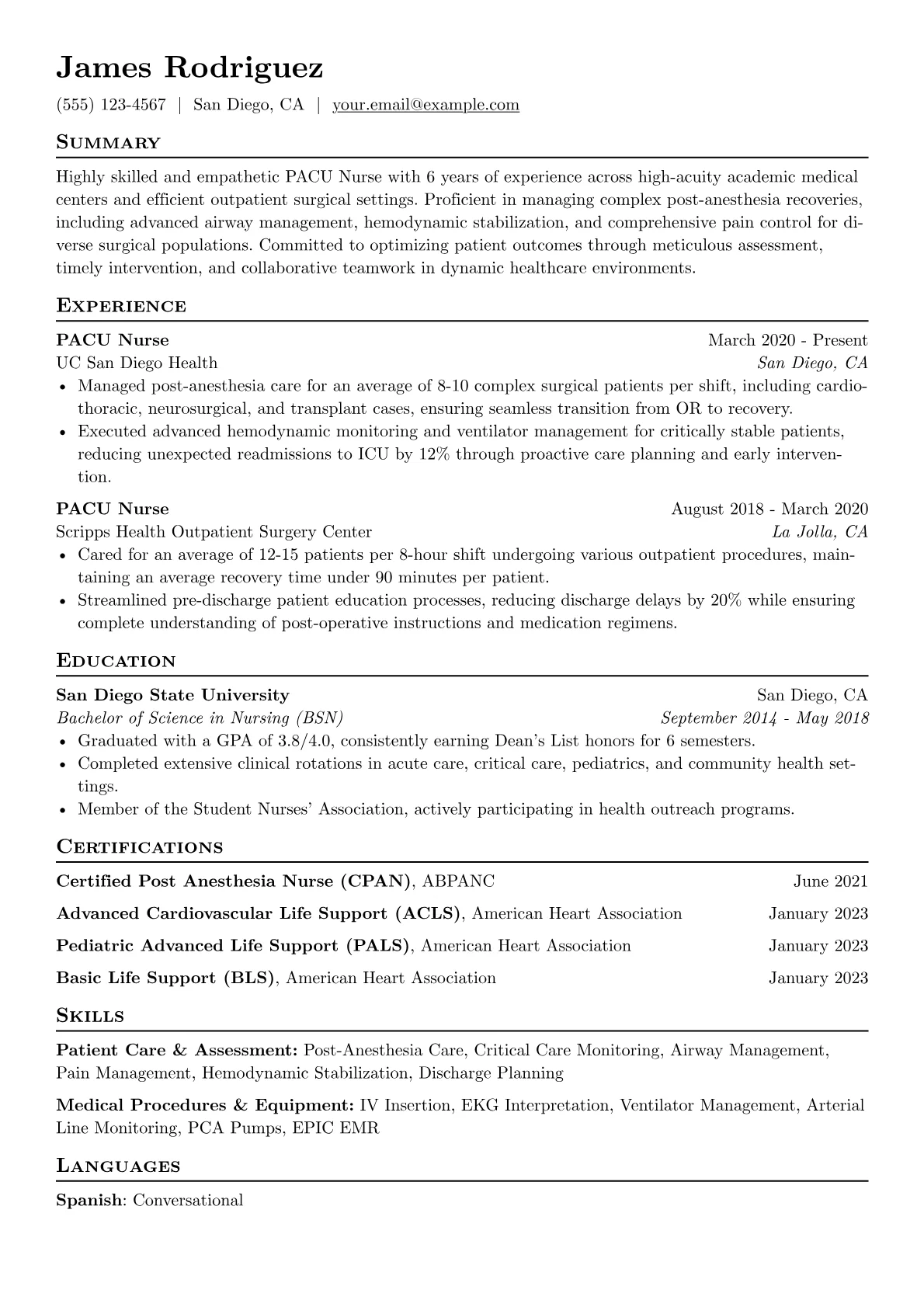 PACU Nurse version - Page 1