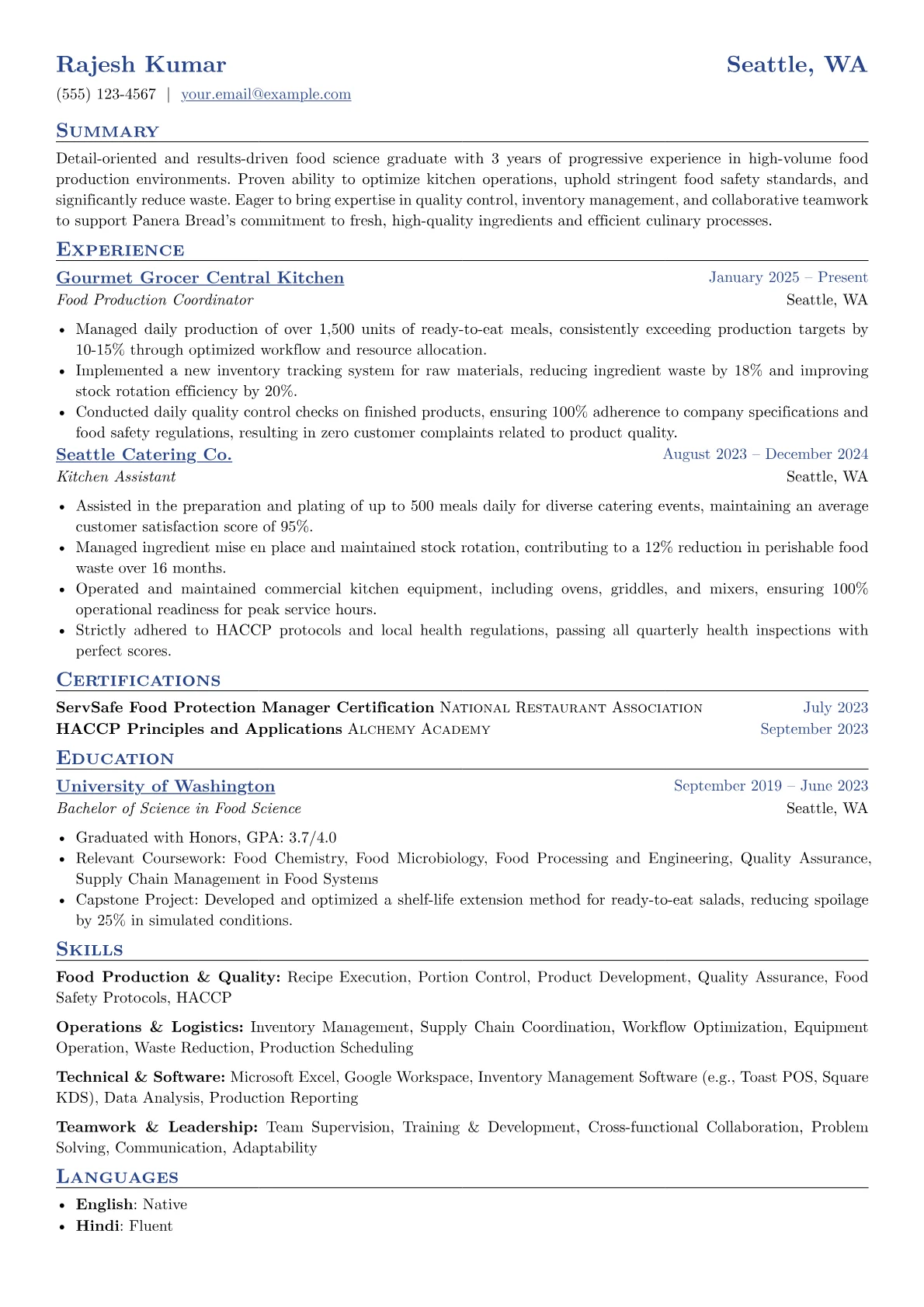 Panera Bread Kitchen version - Page 1