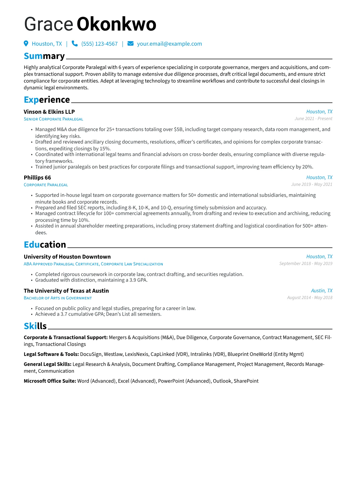 Corporate Paralegal version - Page 1