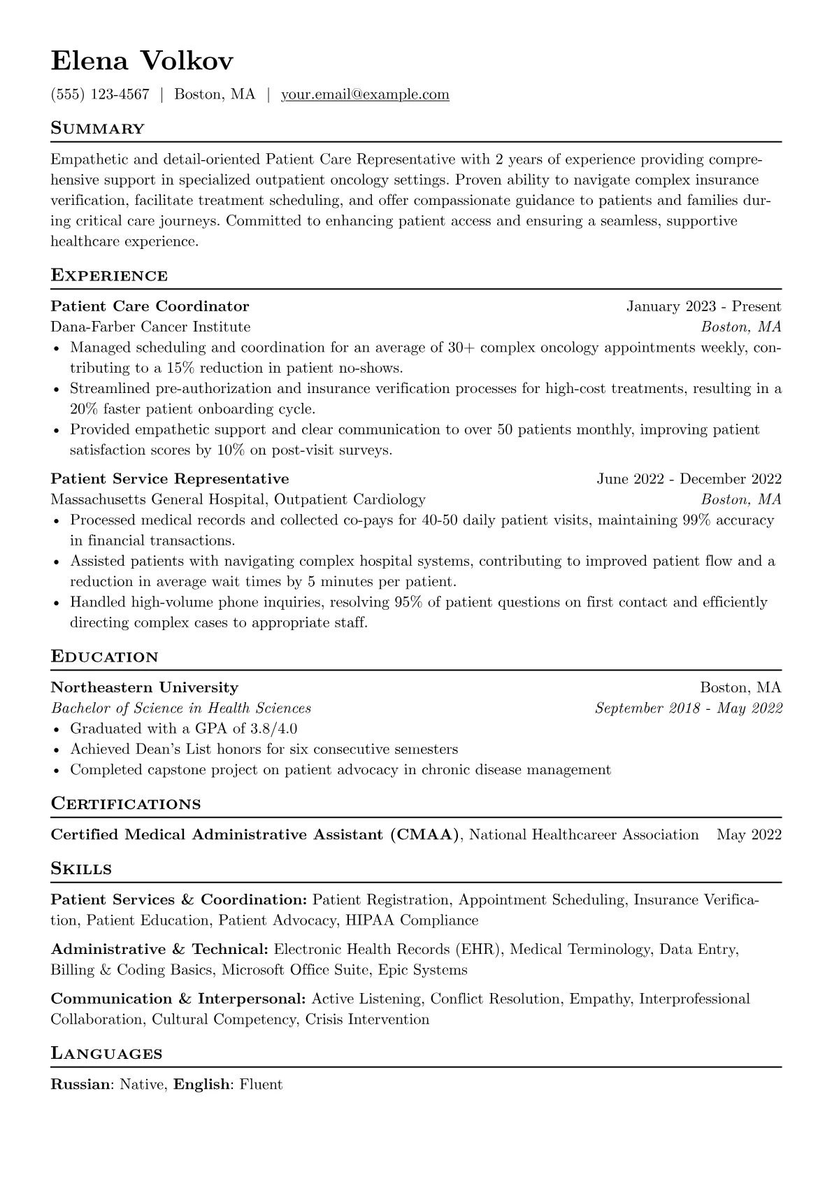 Outpatient Oncology version - Page 1