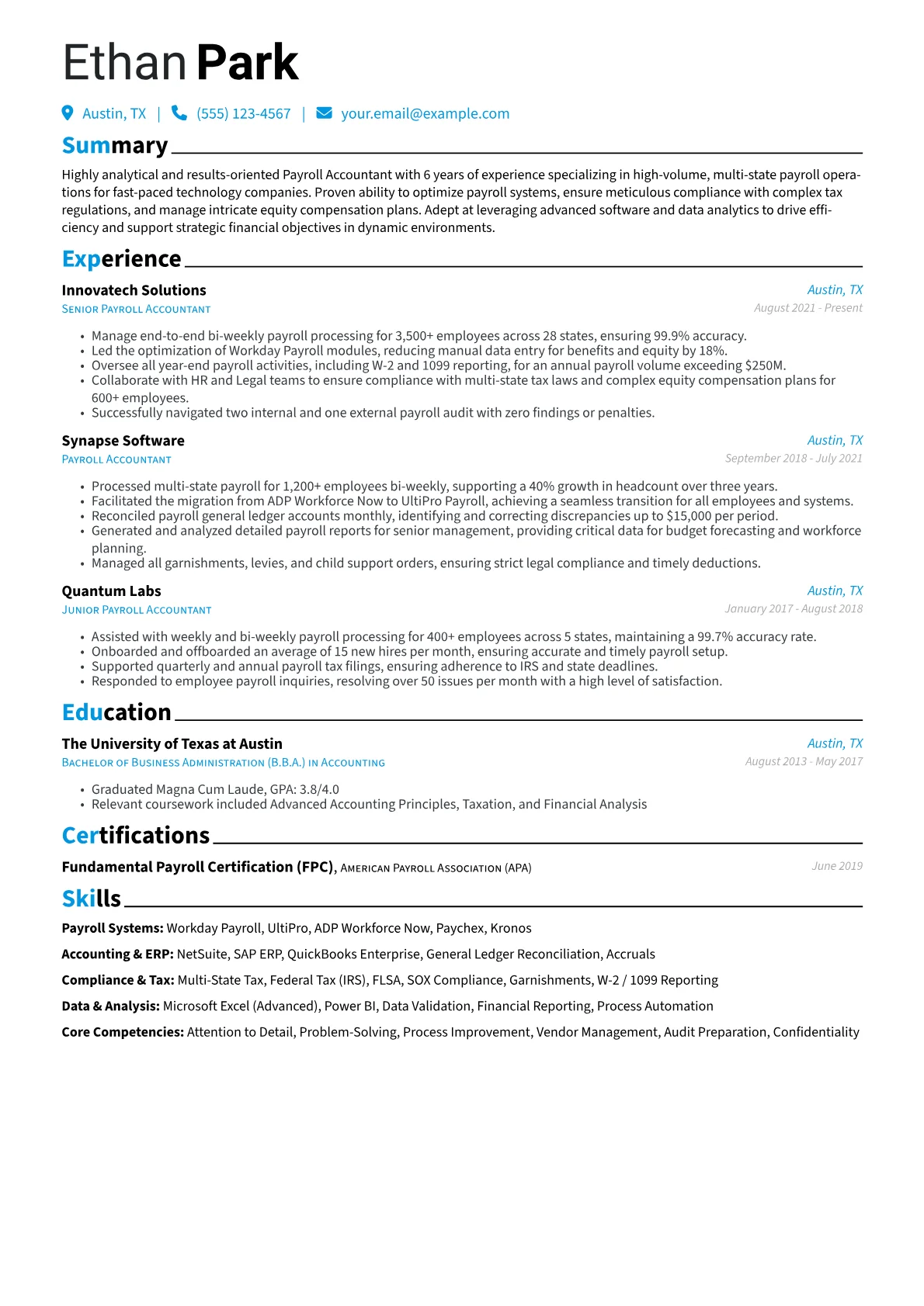 Payroll Accountant version - Page 1