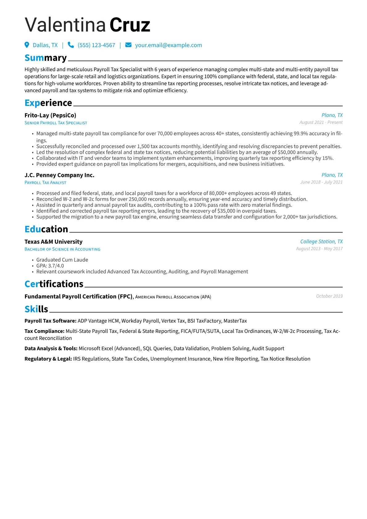 Payroll Tax Specialist version - Page 1