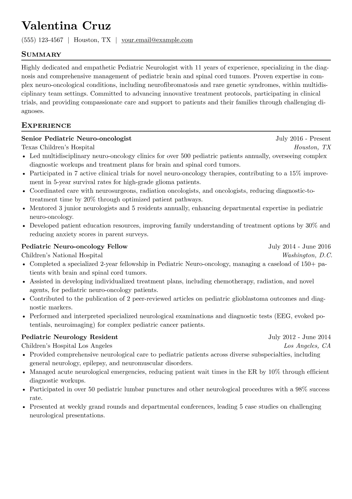 Pediatric Neuro-oncologist version - Page 1