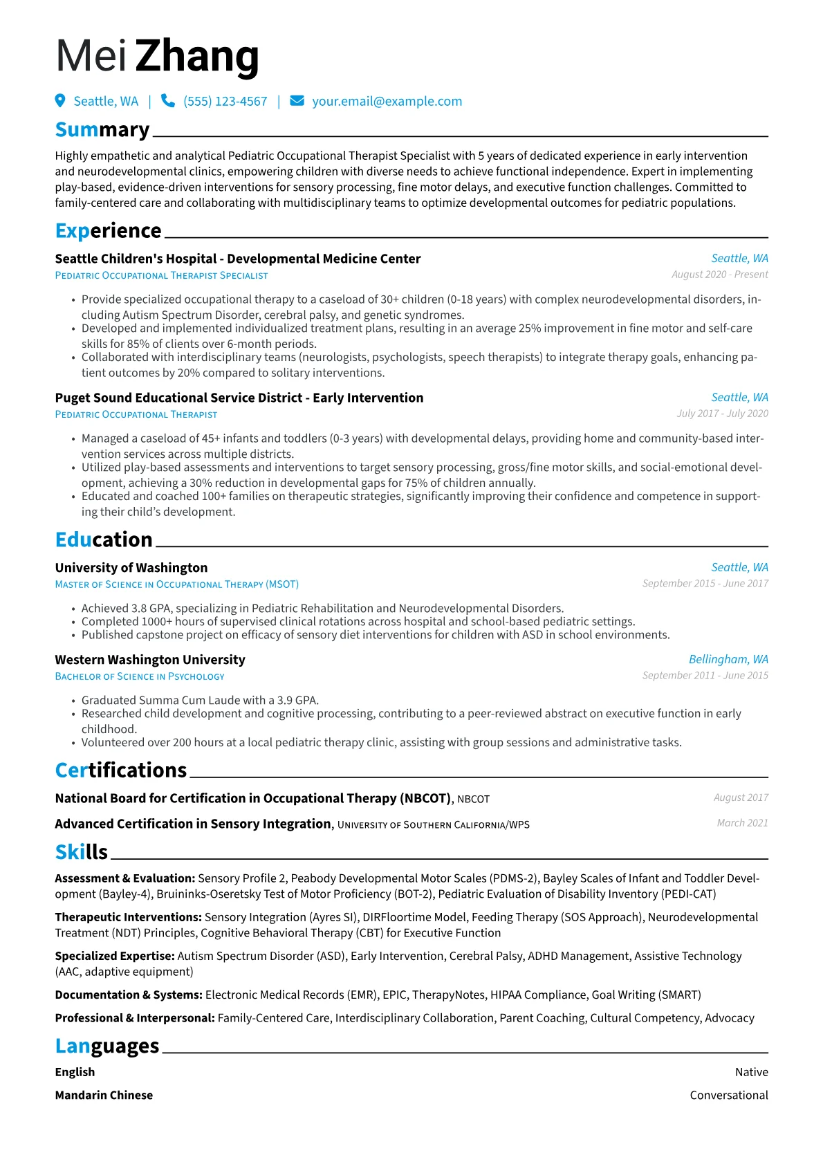 Pediatric Occupational version - Page 1