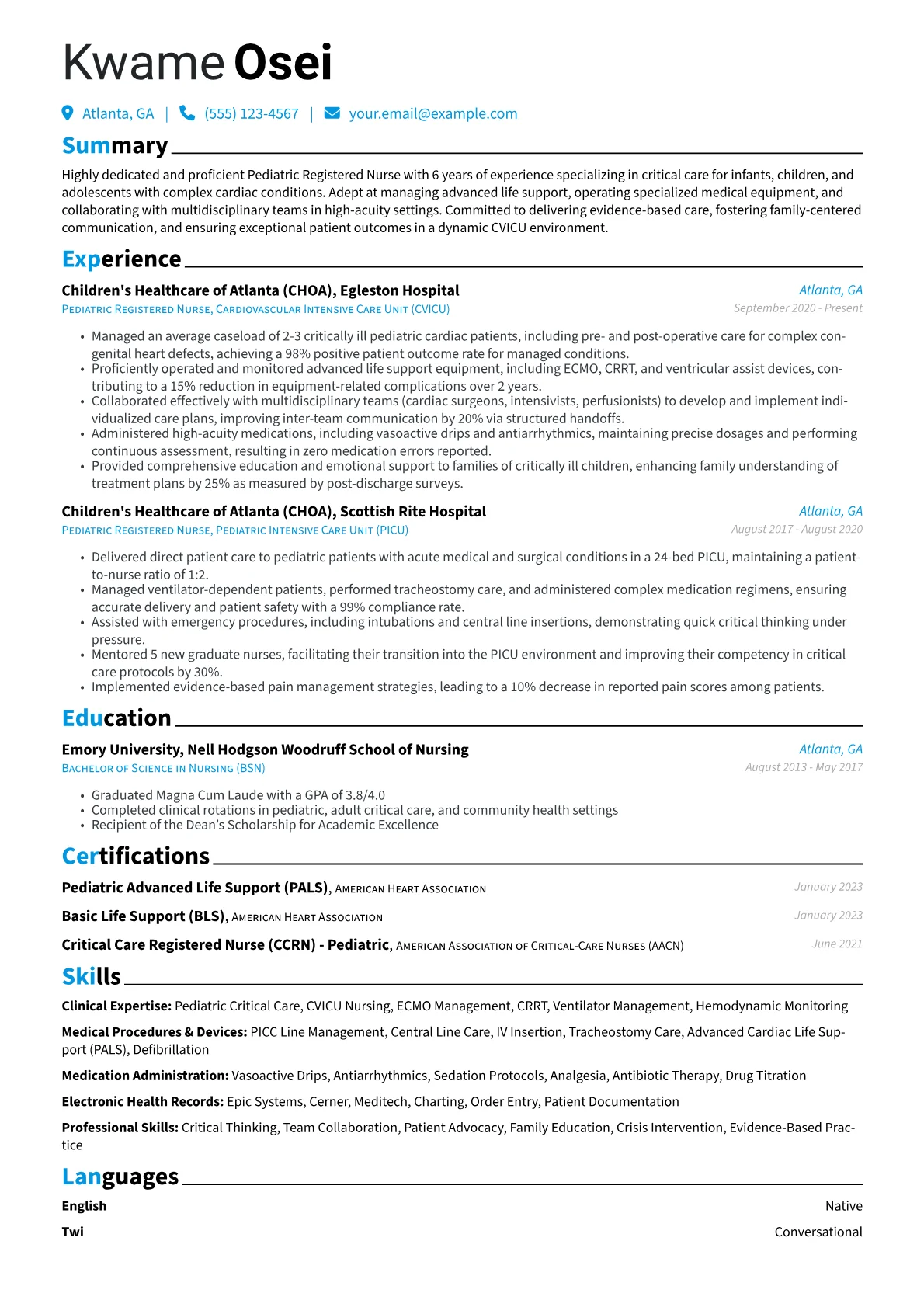 Pediatric Registered Nurse version - Page 1