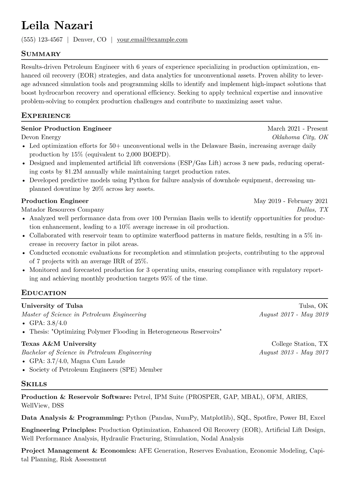 Petroleum Engineer version - Page 1