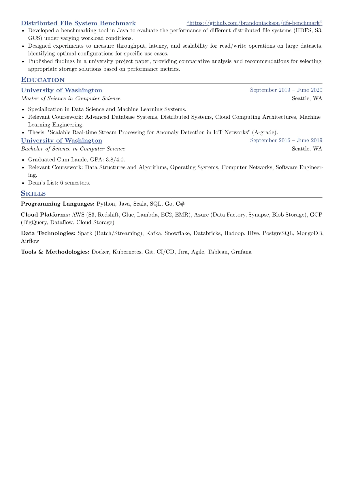 Pinterest resume example, Data Engineer, page 2