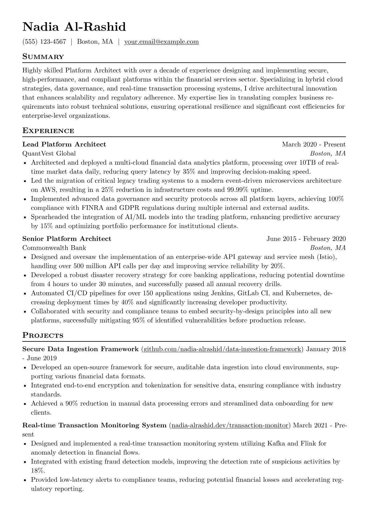 Platform Architect version - Page 1