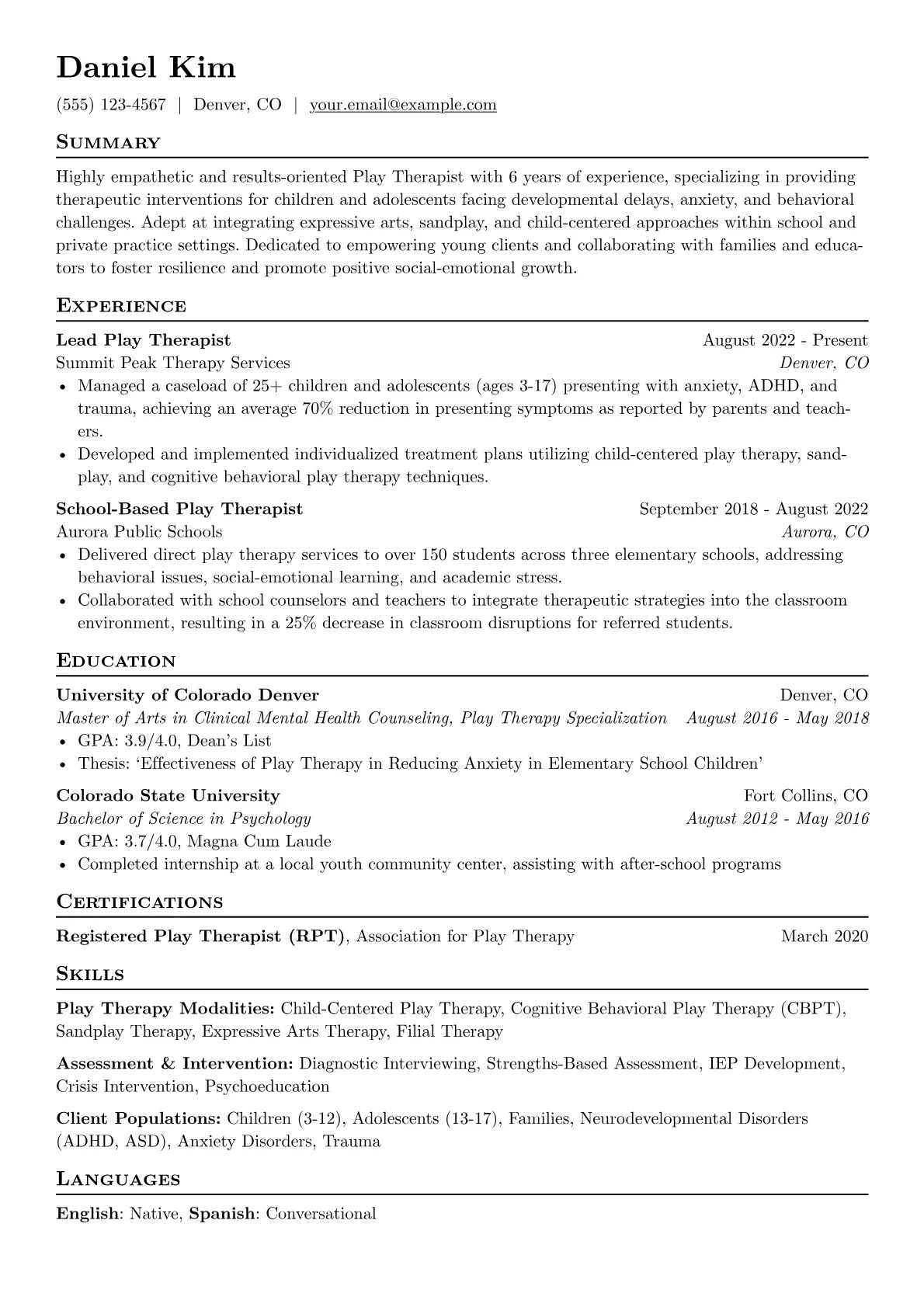 Play Therapist version - Page 1