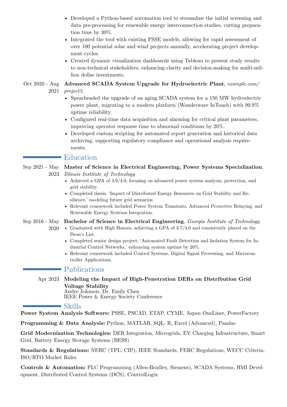 Power System Engineer resume example, Career changer, page 2