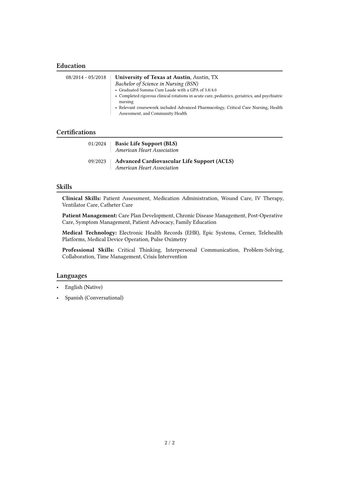 Private Duty Nurse resume example, Career changer, page 2