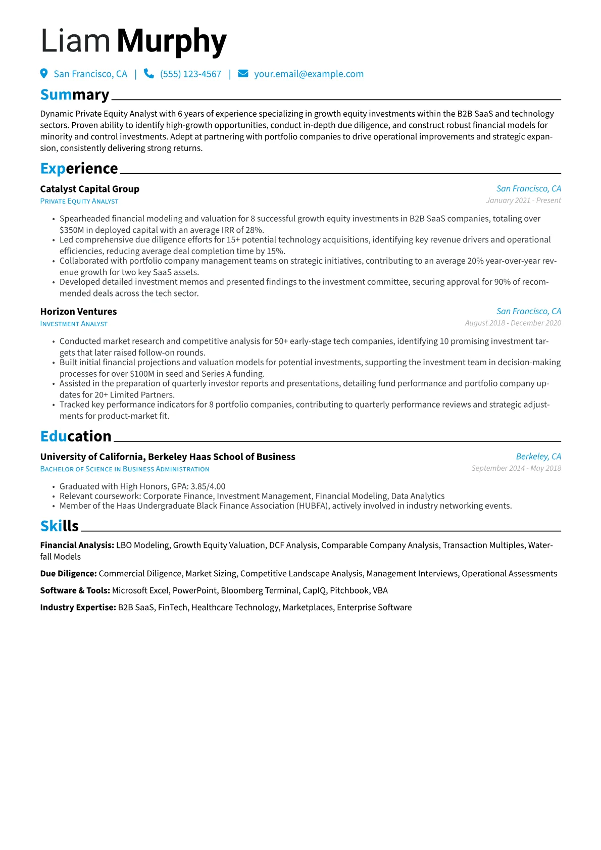 Private Equity Analyst version - Page 1