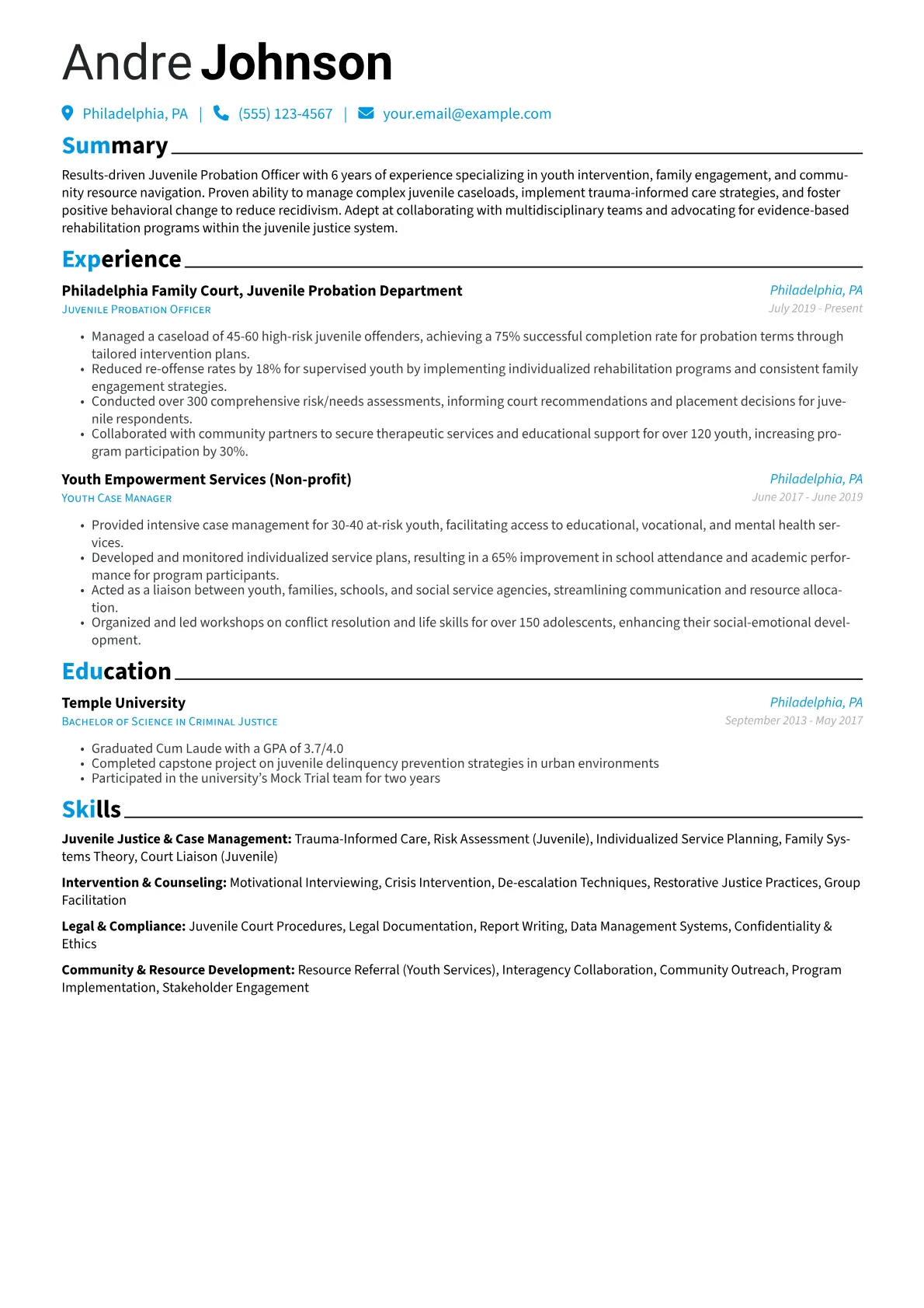Juvenile Probation Officer version - Page 1