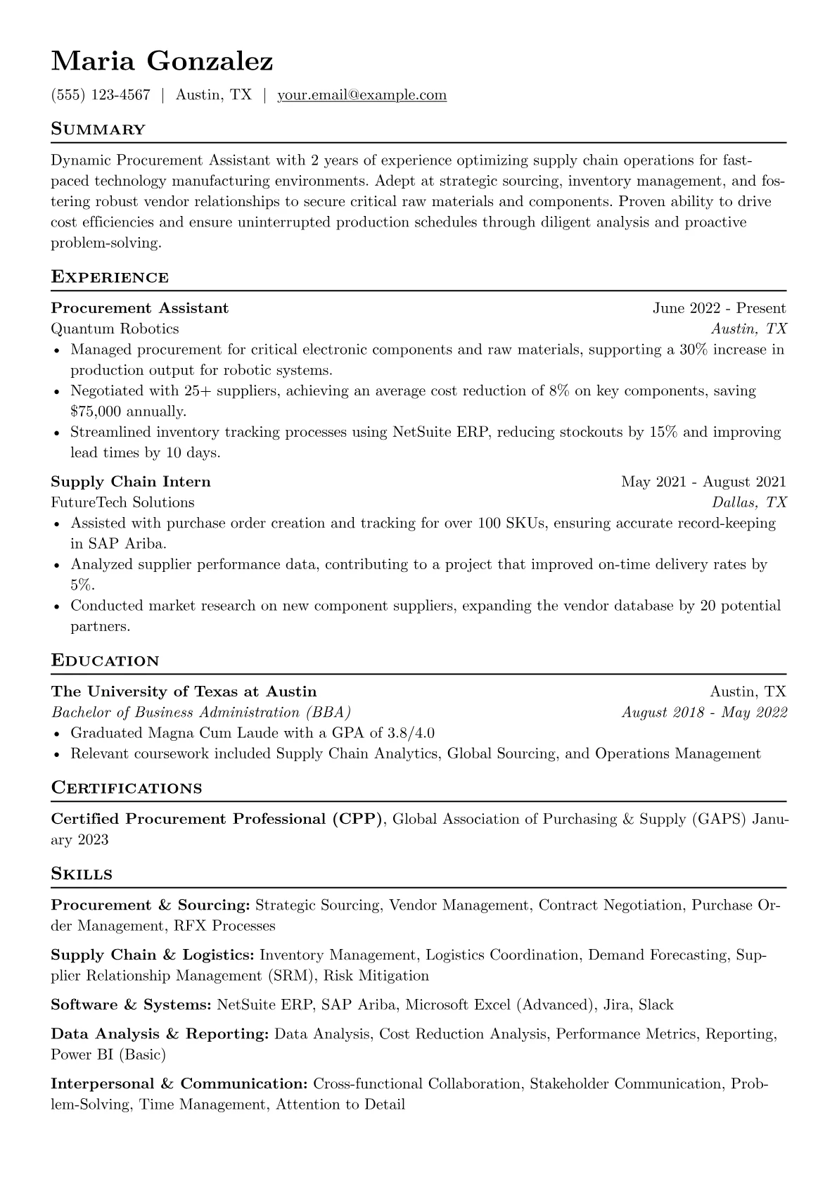 Procurement Assistant version - Page 1
