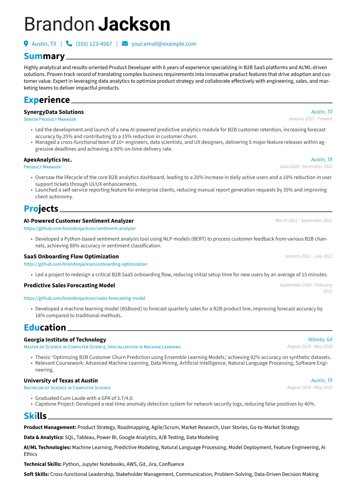 Product Developer resume example, Product Developer, page 1