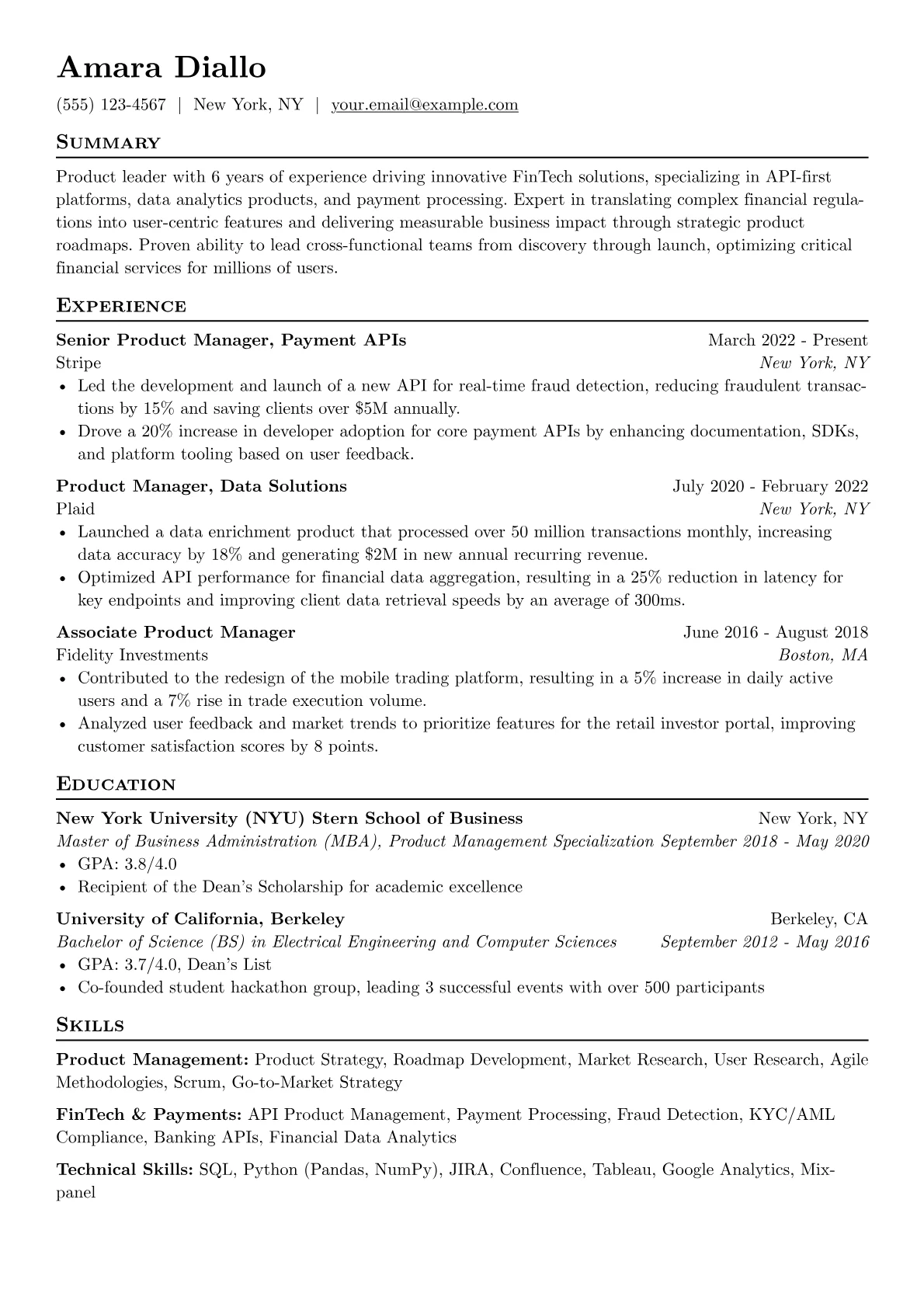 FinTech Product Manager version - Page 1