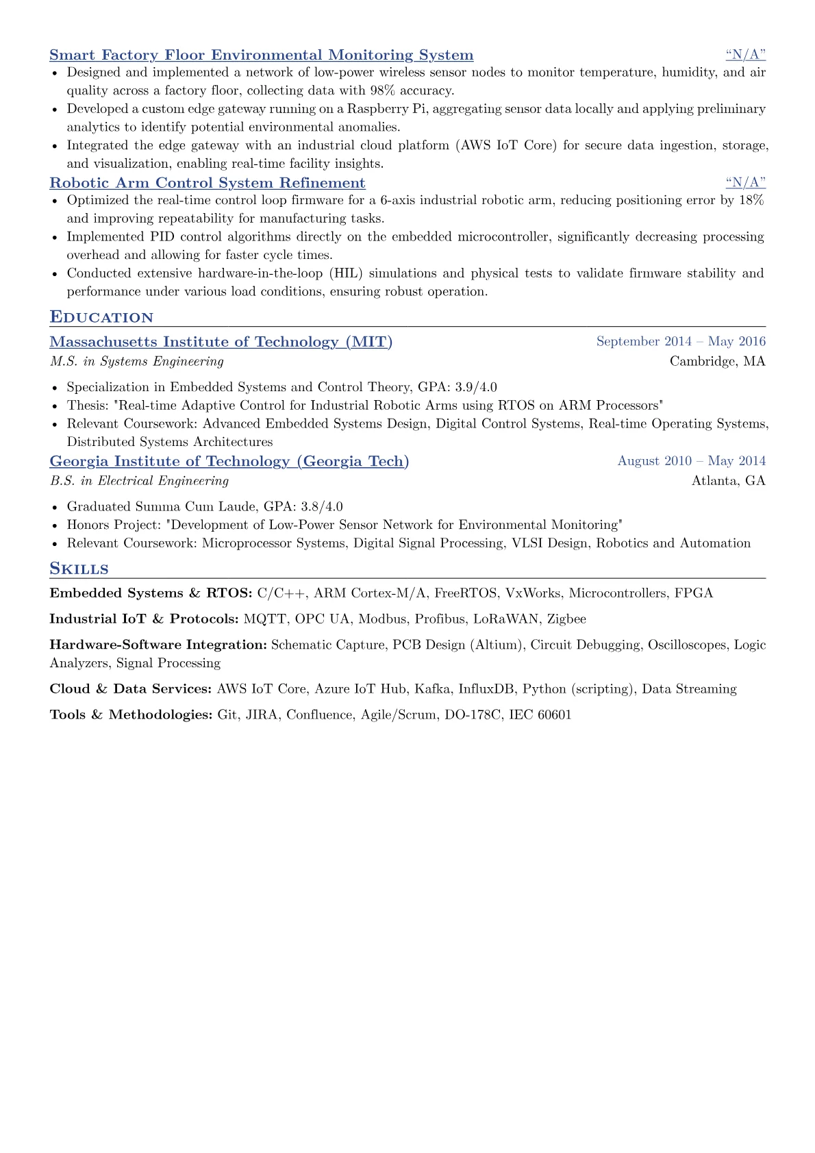 Professional Systems Engineer resume example, Embedded Iot Engineer, page 2
