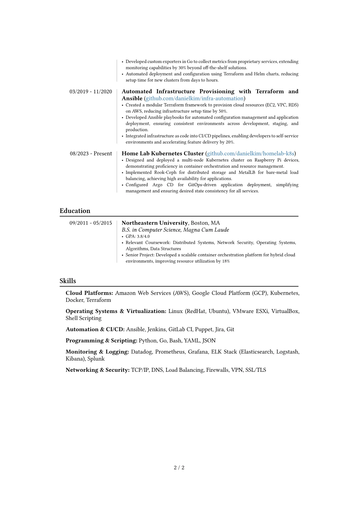 Professional Systems Engineer resume example, Career changer, page 2