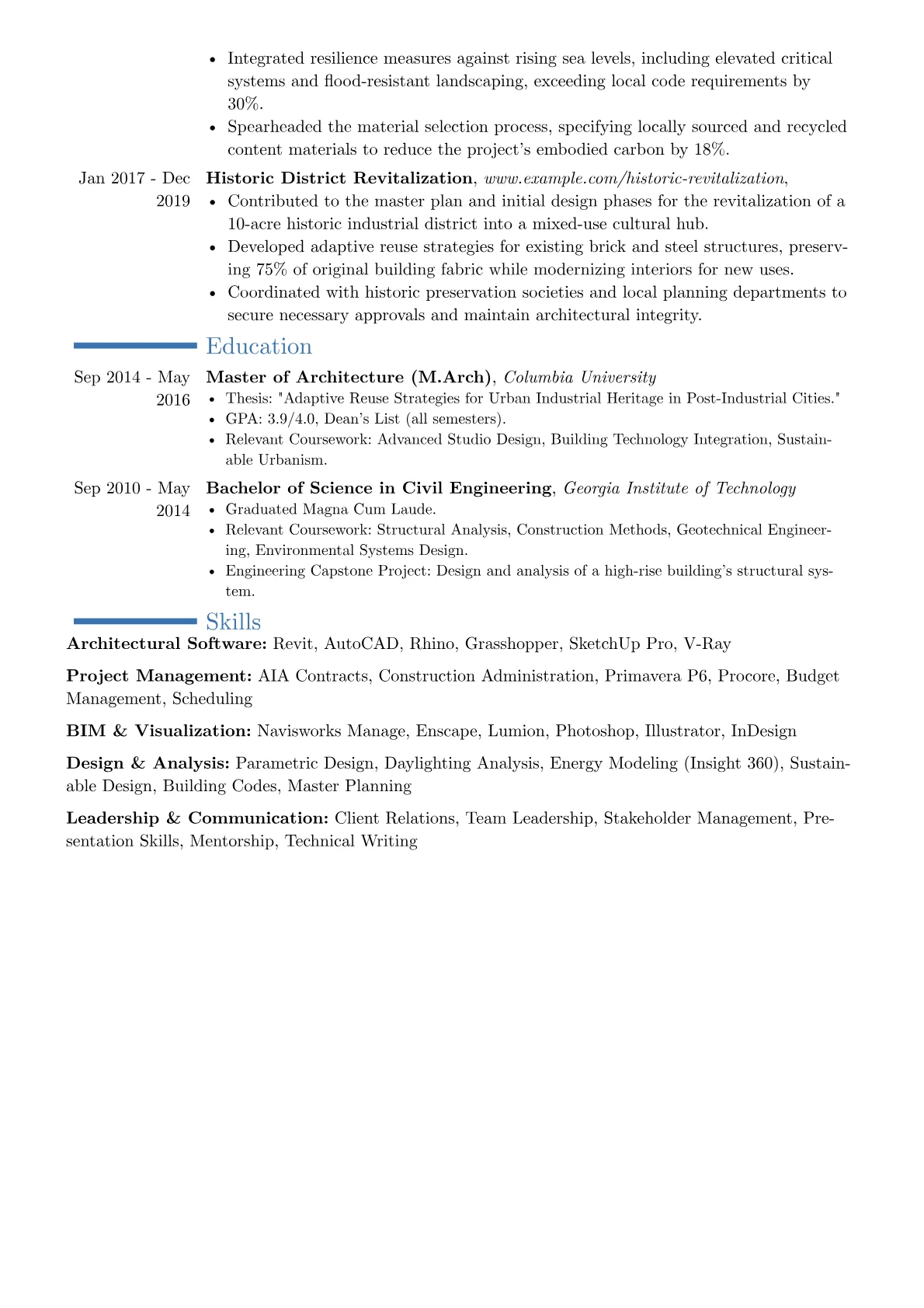 Project Architect resume example, Career changer, page 2