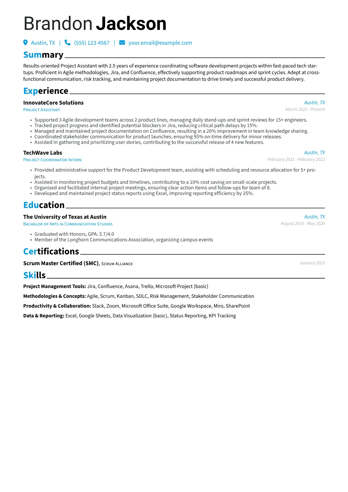 Project Assistant version - Page 1