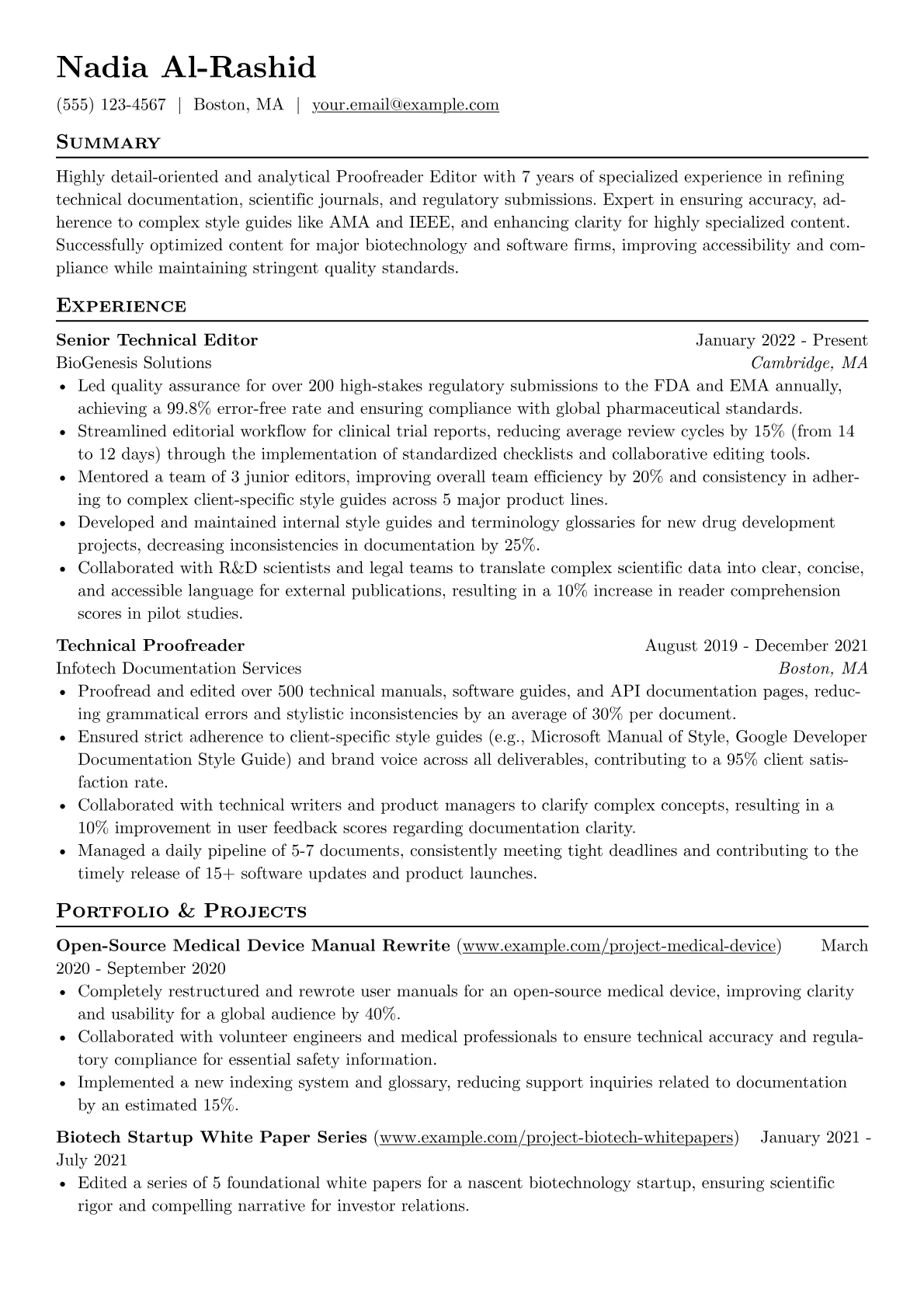 Proofreader Editor resume example, Proofreader Editor, page 1