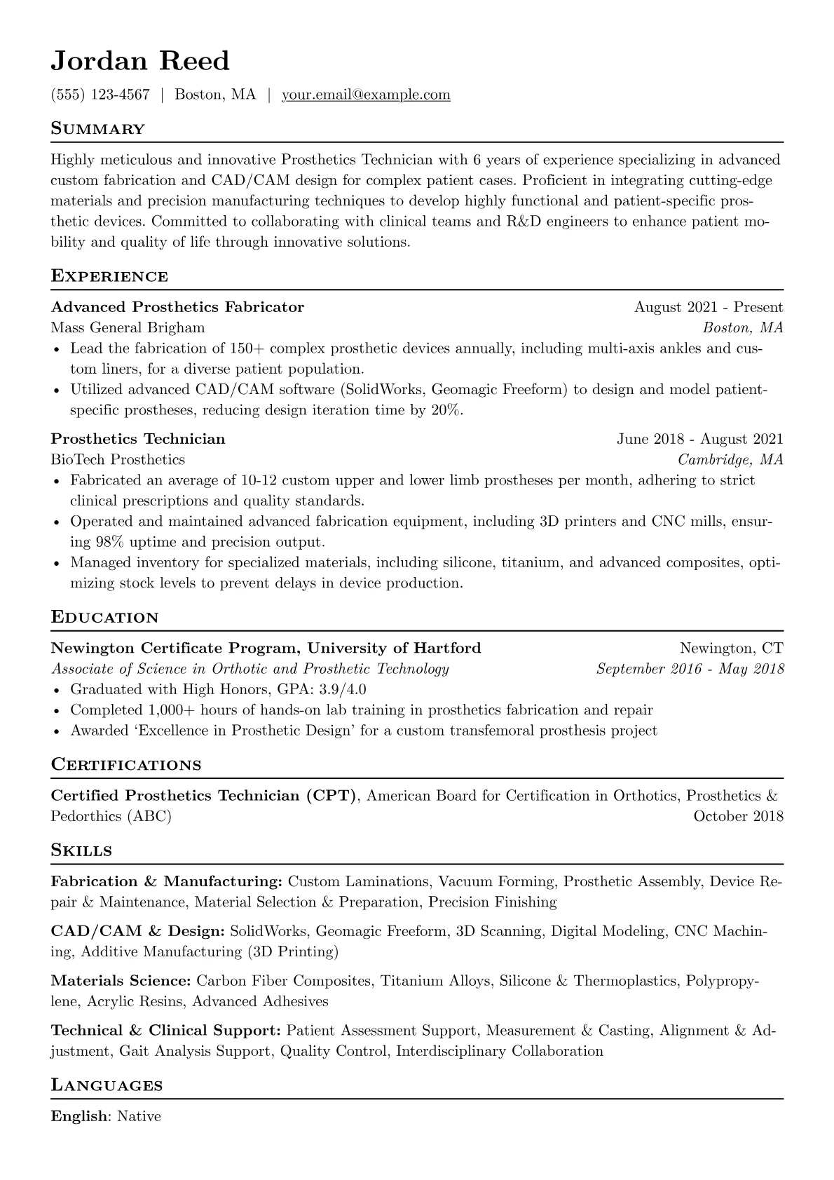Prosthetics Technician version - Page 1