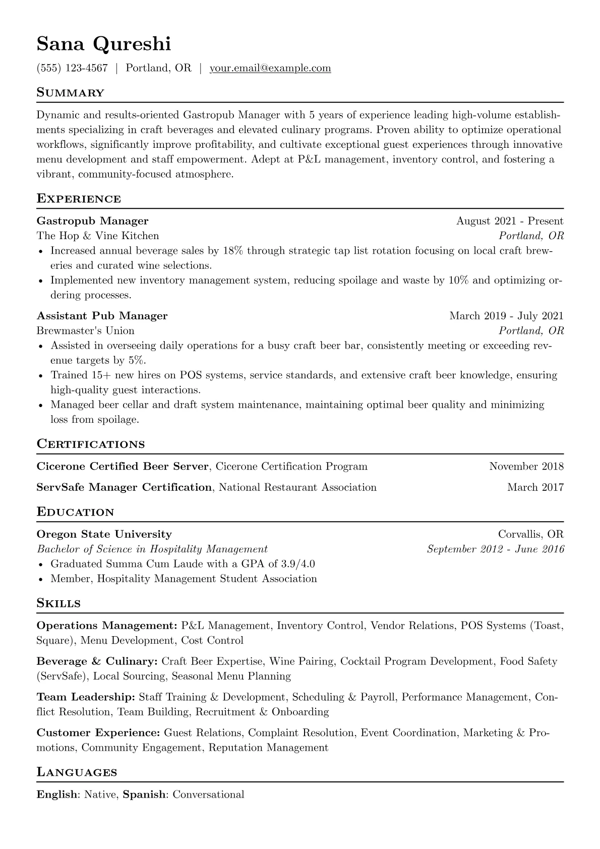 Gastropub Manager version - Page 1