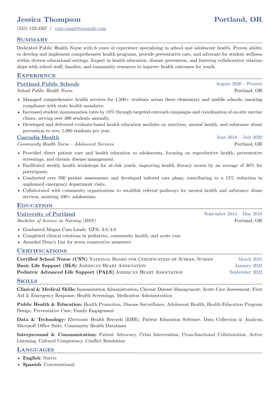 Public Health Nurse version - Page 1